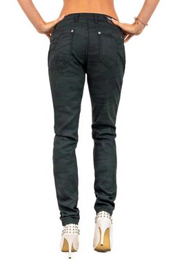 Cipo & Baxx Slim-fit-Jeans Moderne Hose BA-WD501 Camouflage Muster mit Aufgesetzten Reißverschlüssen