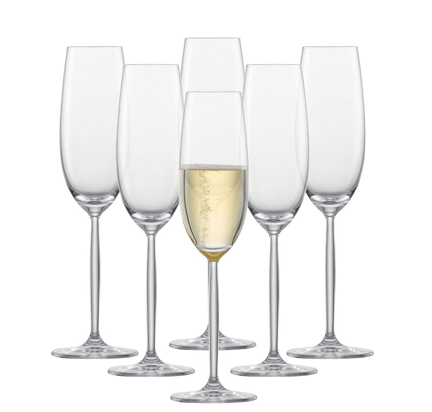 SCHOTT ZWIESEL Sektglas 6 x Champagnerglas mit Moussierpunkt DIVA 219ml Tritan-Kristallglas, 6-tlg.