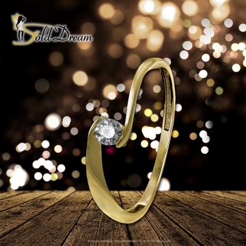 GoldDream Goldring GoldDream Gold Ring Welle Zirkonia Gr.54 (Fingerring), Damen Ring Welle 333 Gelbgold - 8 Karat, Farbe: gold, weiß