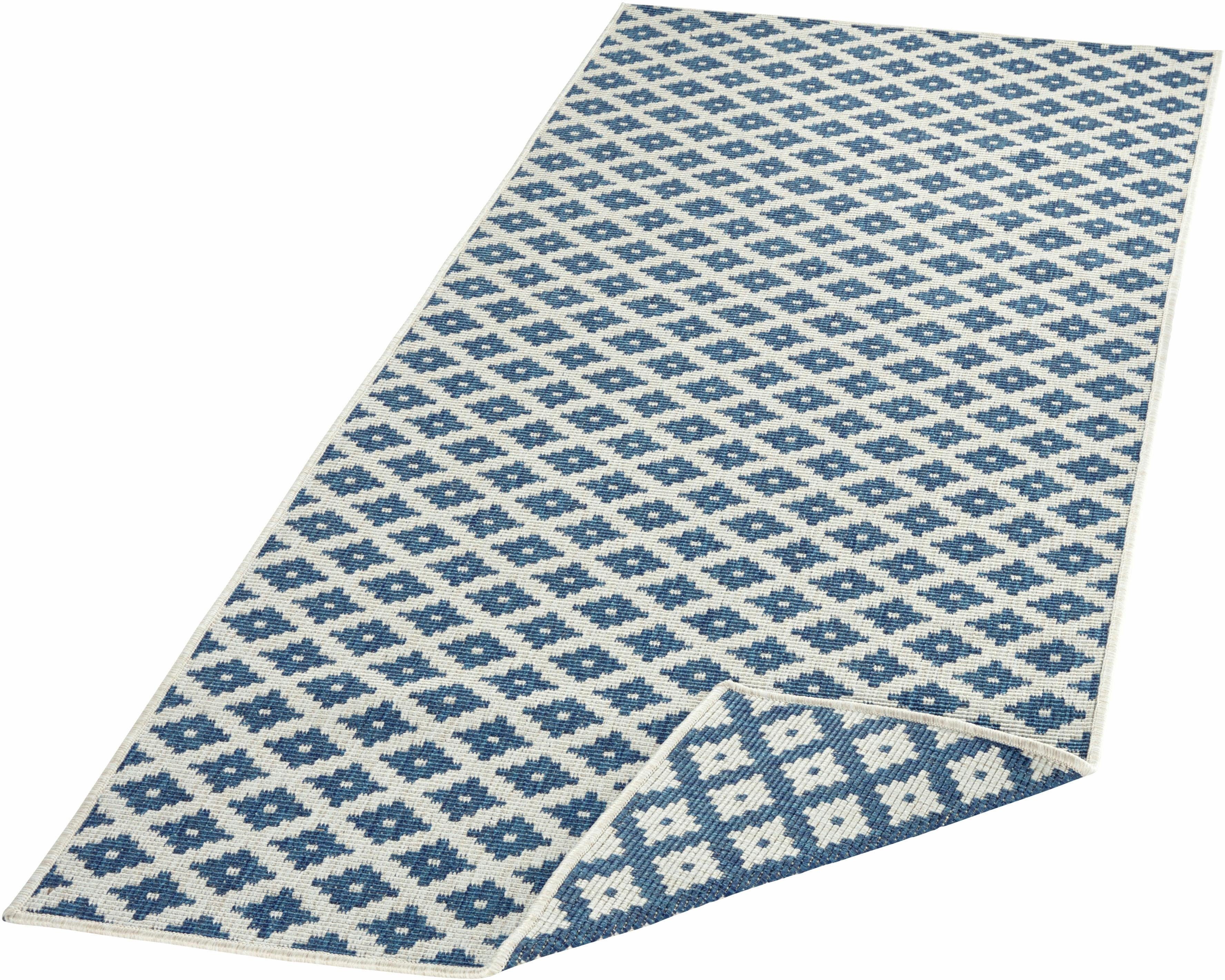 Läufer Nizza, NORTHRUGS, rechteckig, Höhe: 5 mm, In-& Outdoor, Wetterfest, Balkon, Garten, Wohnzimmer, Wasserfest blau | Kurzflor-Läufer