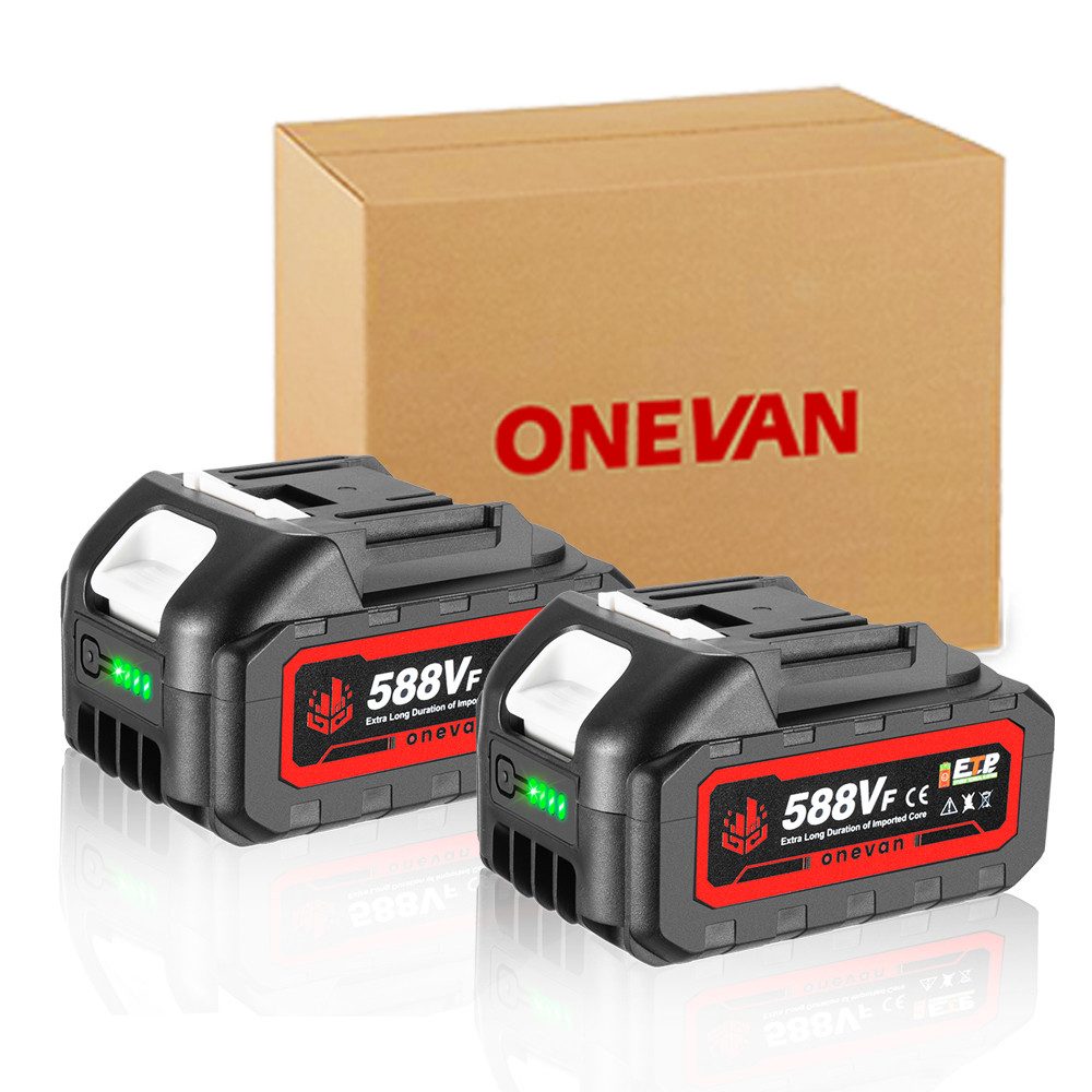 ONEVAN 2x 18V Akku 3,0Ah für ONEVAN Elektrowerkzeuge Batterie, (18 V)