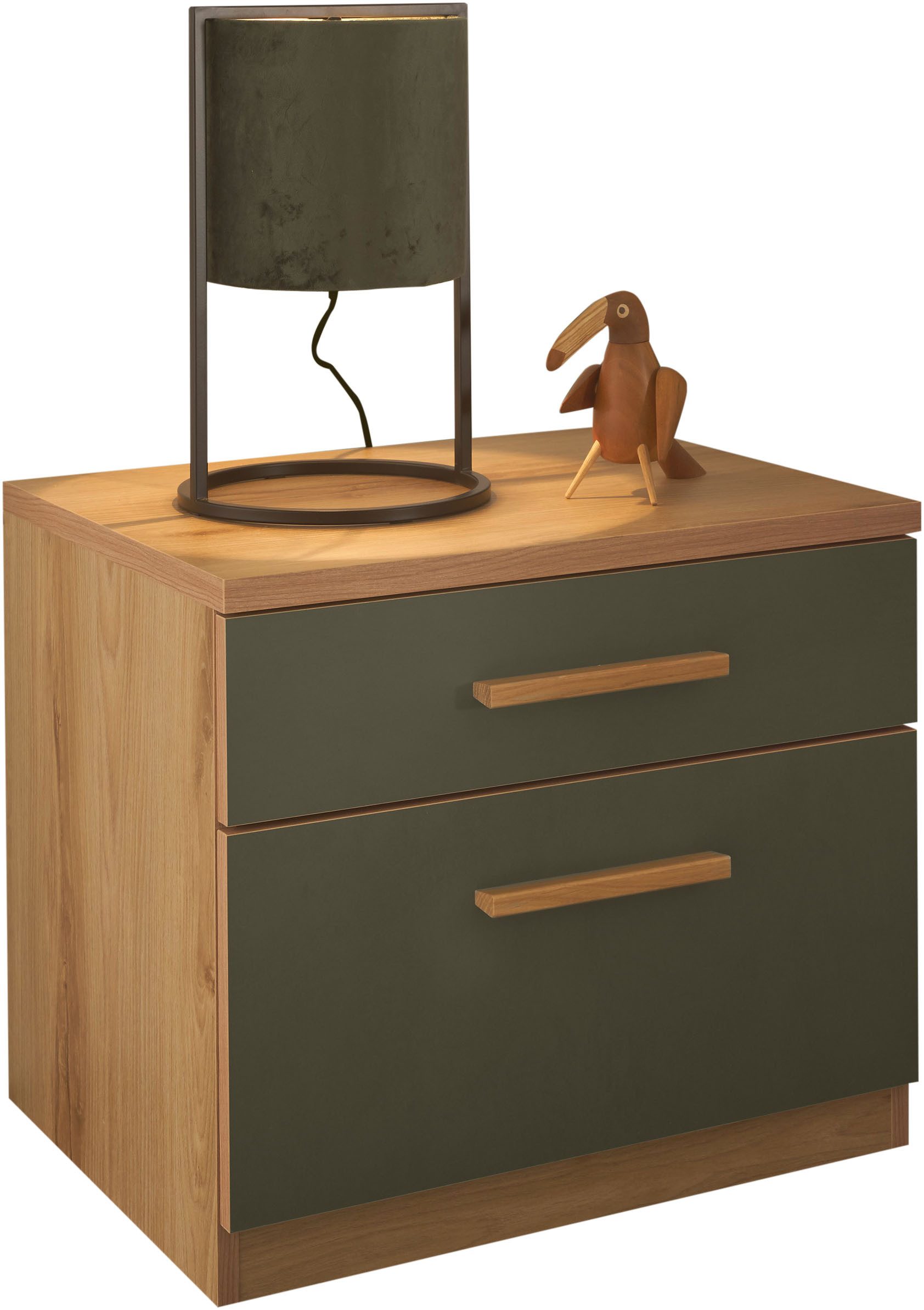 Schlafkontor Nachtkommode Romano, mit Schubladen, Nachtkonsole in Trendfarbe Baysen Oak
