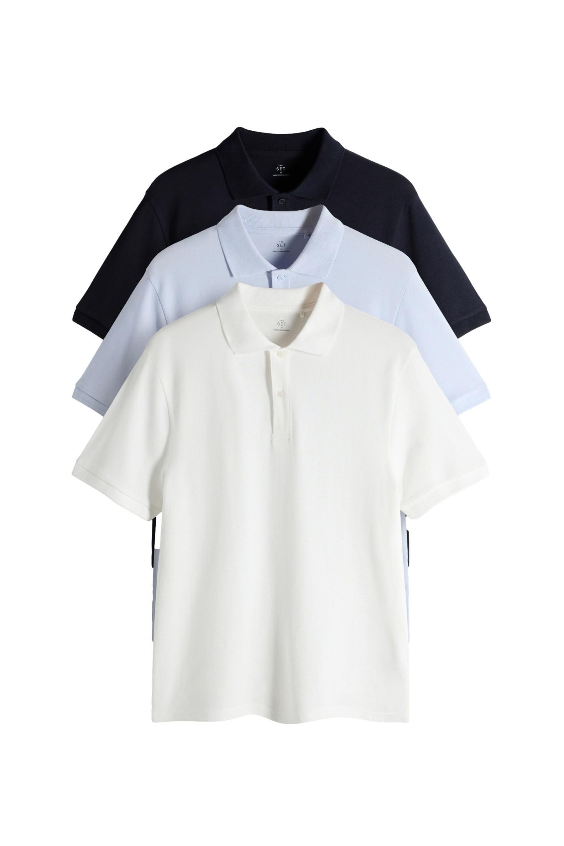 Poloshirt The Set Poloshirts aus Baumwollpiqué, 3er-Pack