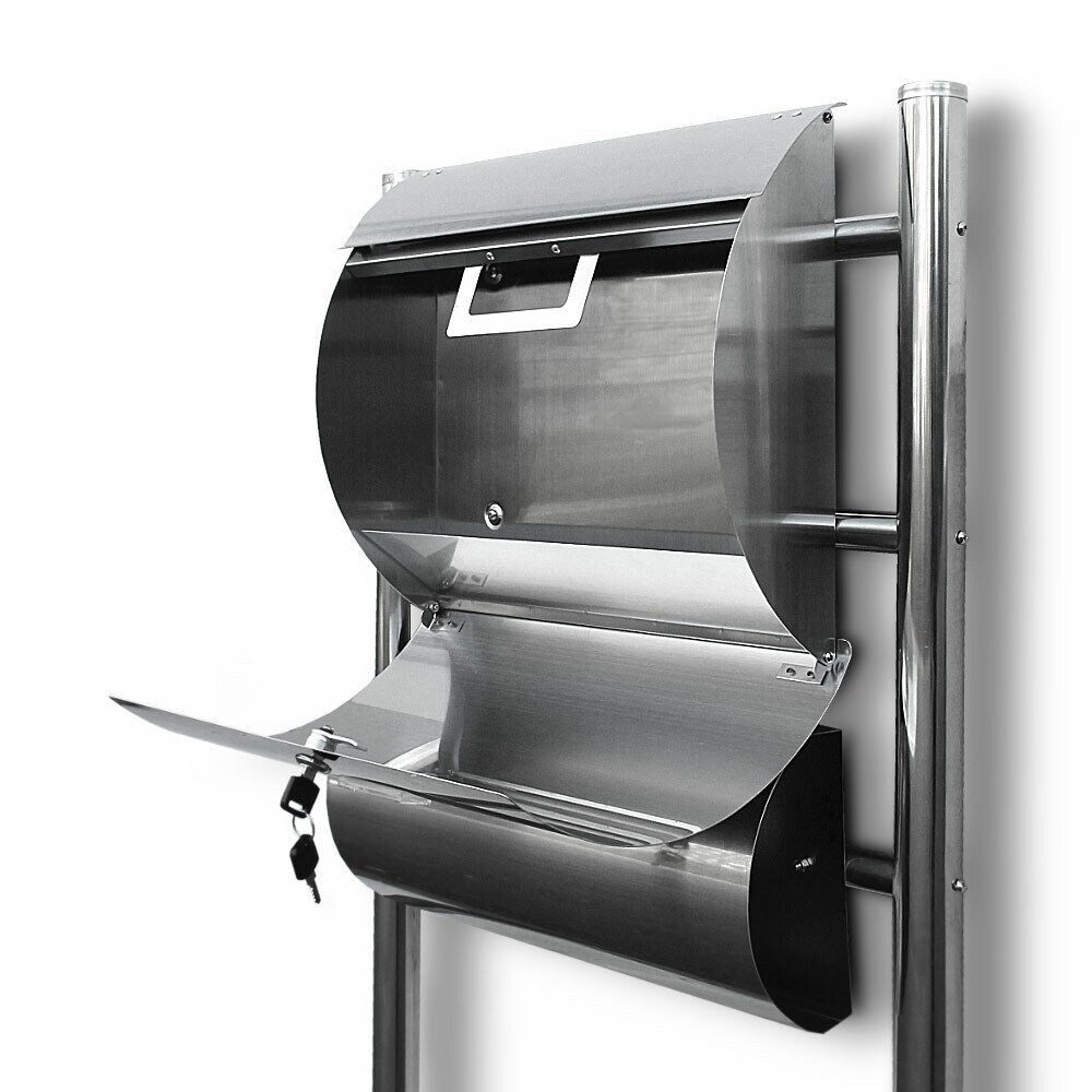 Bituxx Standbriefkasten Edelstahl mit separater Zeitungsrolle (MS-11385) – Bild 4 von 4
