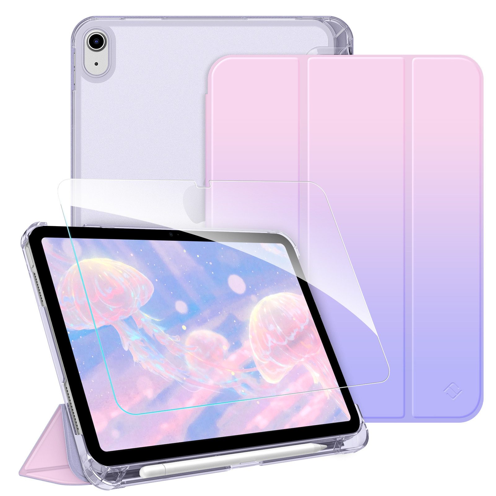 Fintie Tablet-Hülle für iPad 11 Generation 11'' 2025 (A16), iPad 10 Generation 10.9'' 2022, mit Schutzfolie-ultradünne transparente Rückseite Case mit Stifthalter
