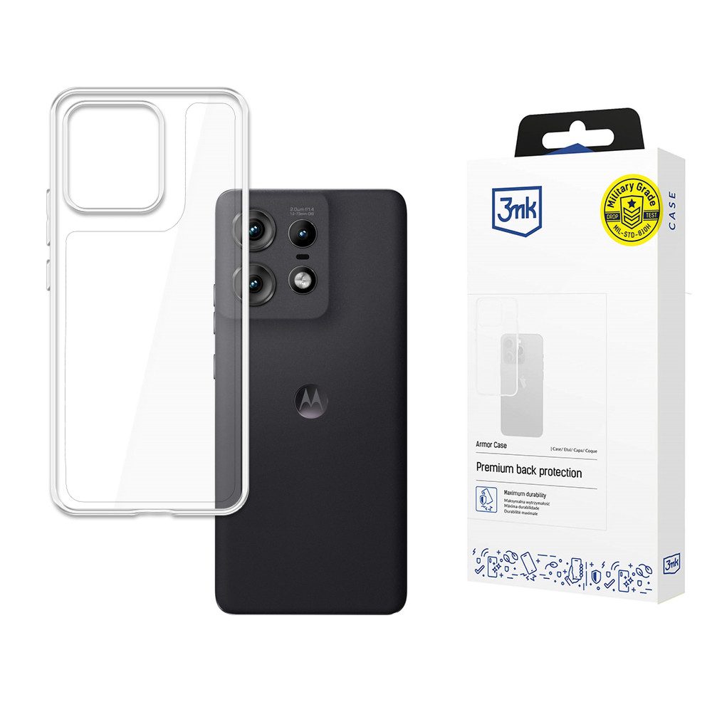 3MK Smartphone-Hülle 3mk Armor Case für Motorola Edge 50 Pro – transparent, Fallschutz 175 cm, verstärkte Ecken, Military Grade