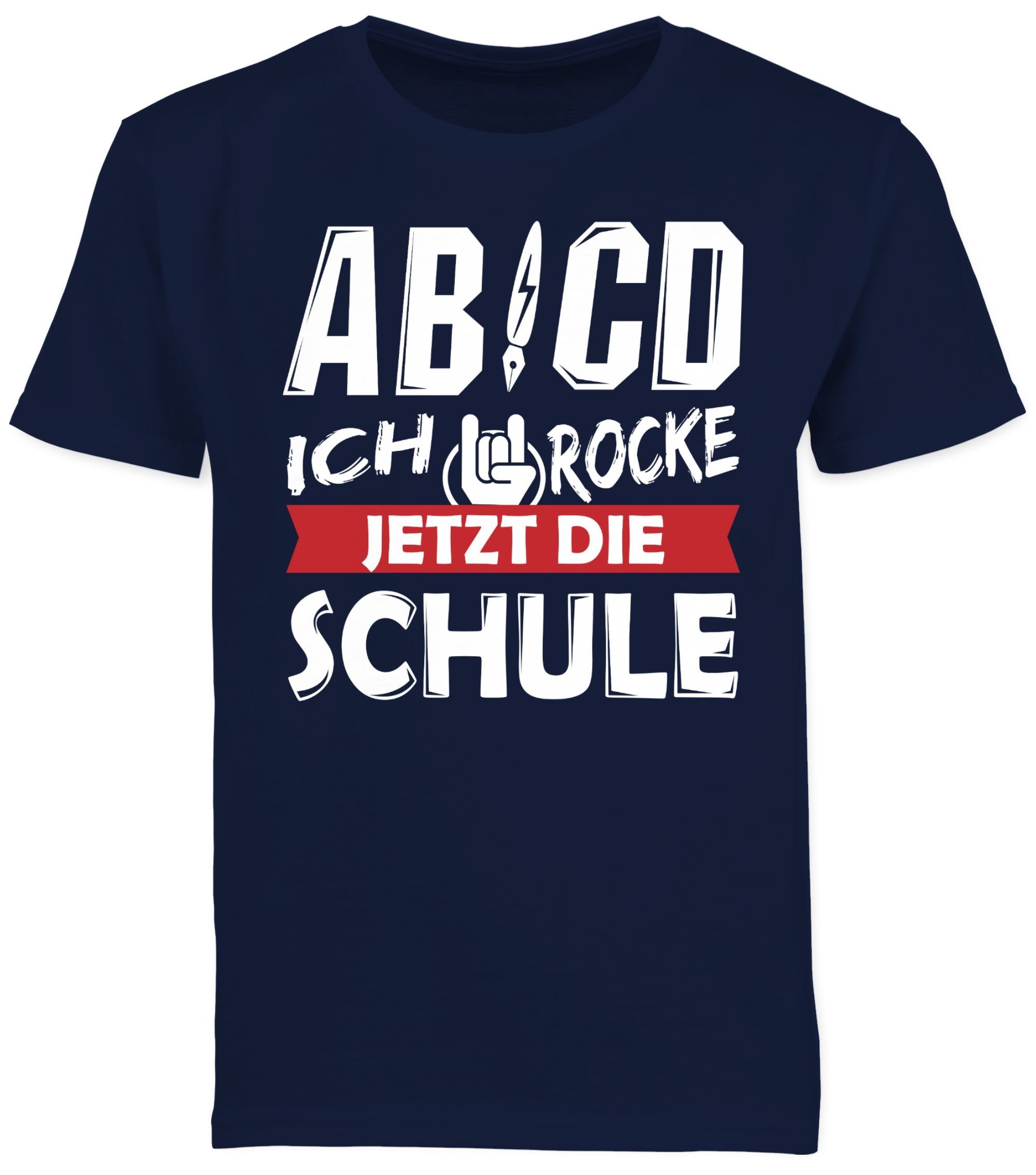Shirtracer T-Shirt ABCD Ich Junge Dunkelblau die Schule Geschenke Schulanfang 2 Einschulung rocke jetzt