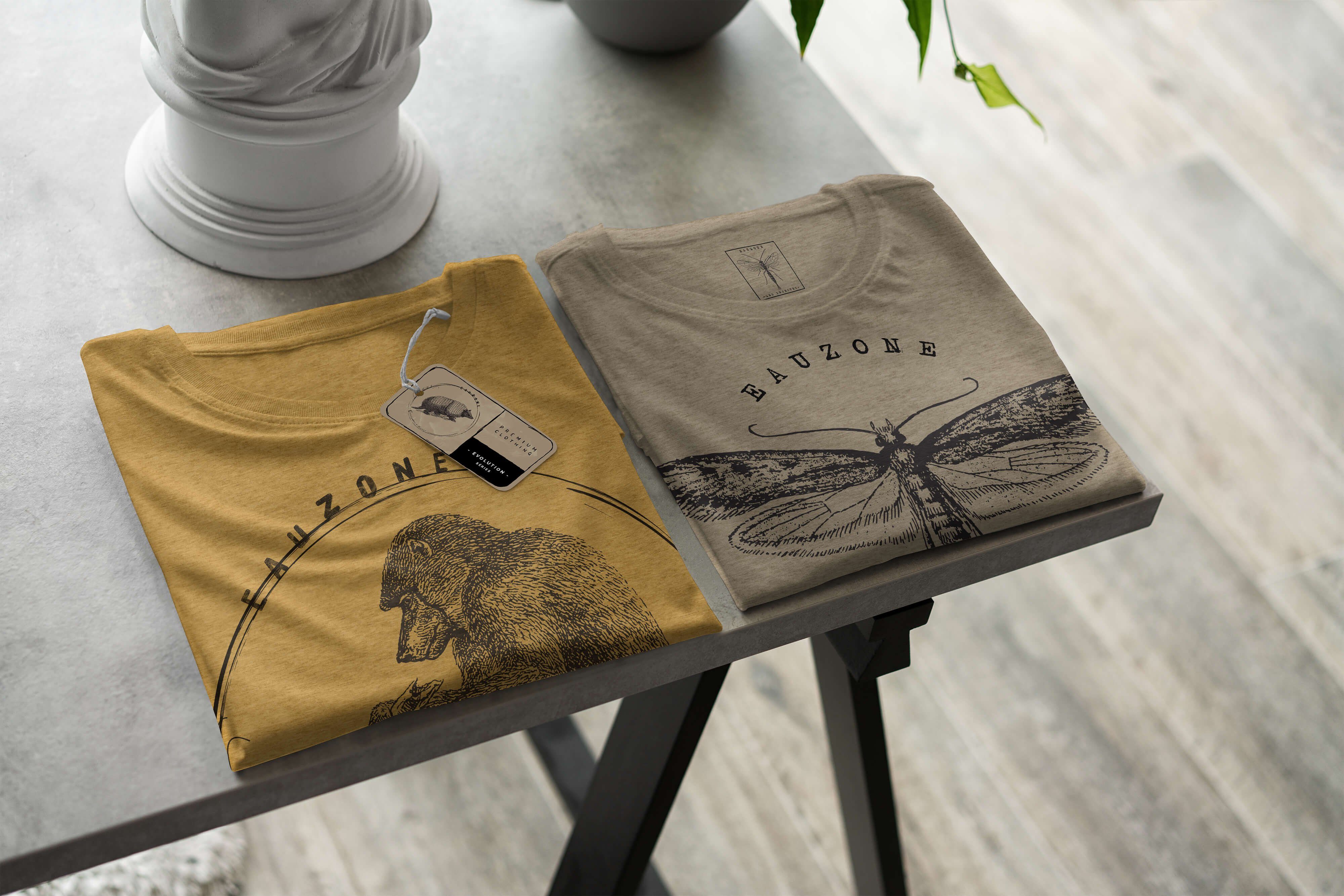 Sinus Art T-Shirt Pavian Herren T-Shirt Evolution Gold Antique