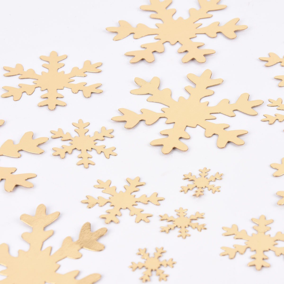 Thumbnail - SCHÖNER LEBEN. Stoff Creativ Company Schneesterne 16 Stück aus Lederpapier goldfarbig verschiedene Größen