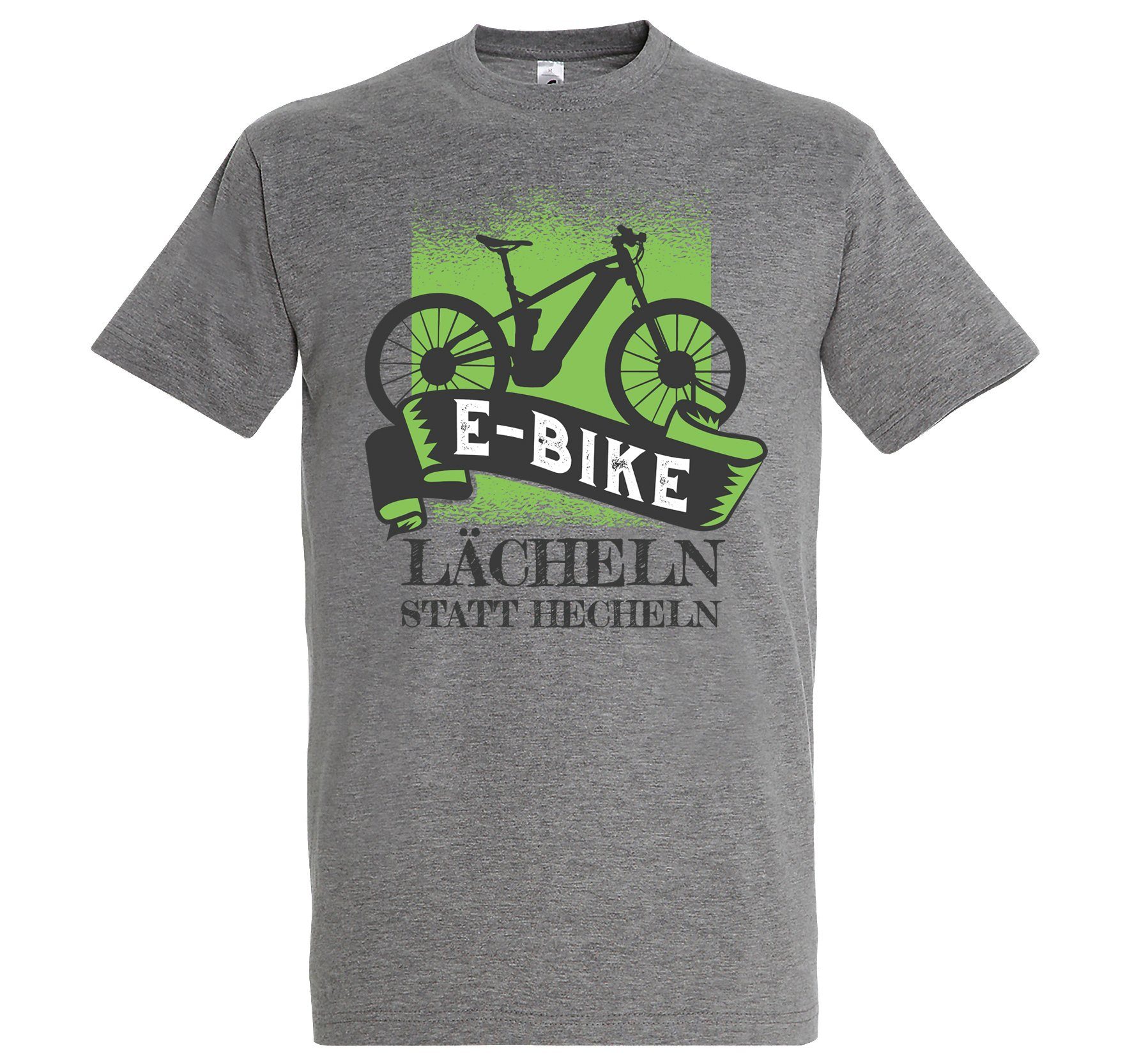 Lächeln Statt Hecheln E-Bike lutsigem Frontprint Designz Shirt mit Grau T-Shirt Youth Herren
