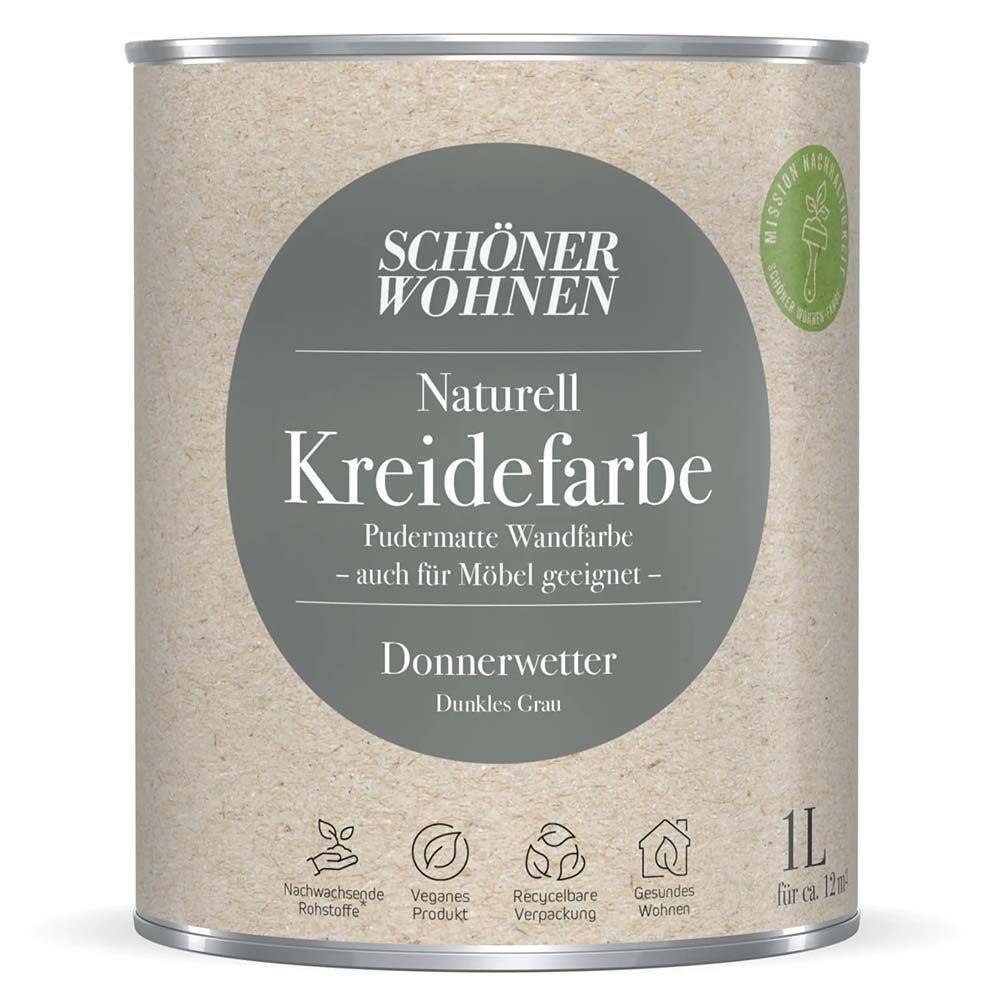 SCHÖNER WOHNEN FARBE Wandfarbe Schöner Wohen Naturell Kreidefarbe 1,0 Ltr. Donnerwetter