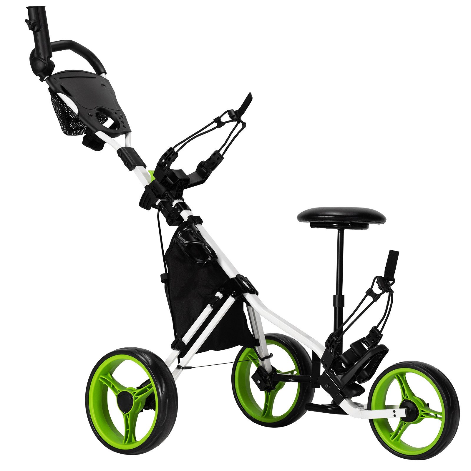 COSTWAY Golftrolley 3-Rad, mit Getränkehalter, Bremse, verstellbar