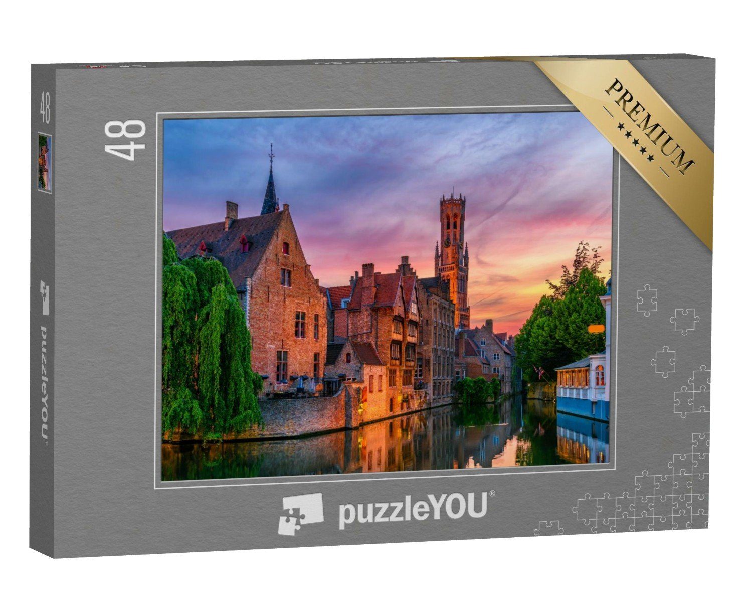 puzzleYOU Puzzle Blick auf das historische Stadtzentrum von Brügge, 48 Puzzleteile, puzzleYOU-Kollektionen