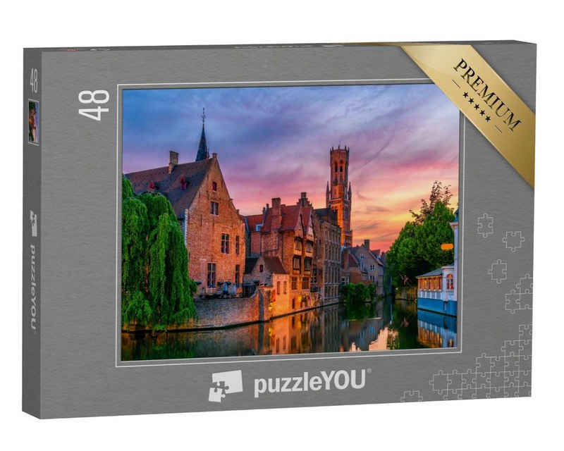 puzzleYOU Puzzle Blick auf das historische Stadtzentrum von Brügge, 48 Puzzleteile, puzzleYOU-Kollektionen
