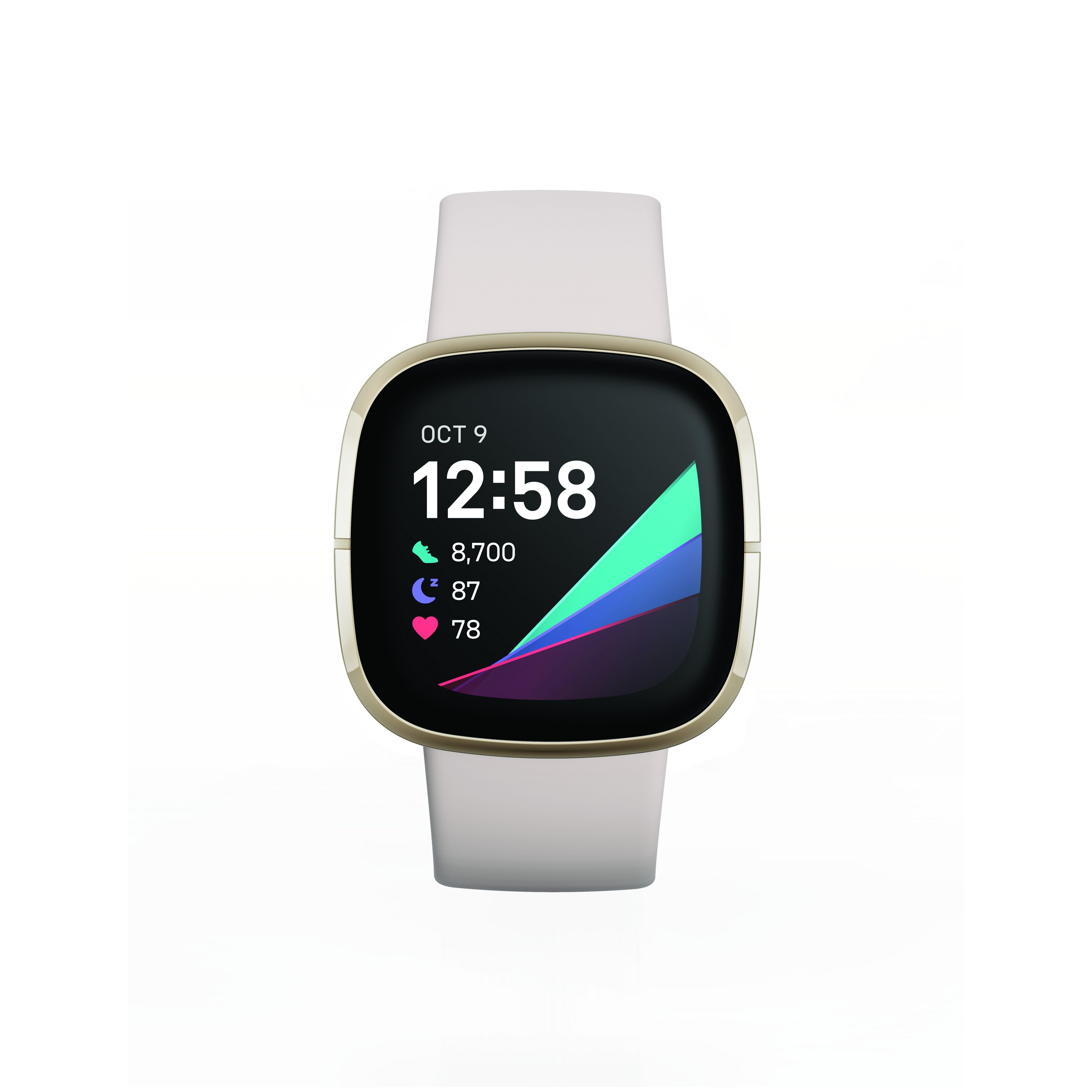 fitbit Sense Lunar White Soft Gold Smartwatch, EDA-Erkennung und Stressmanagement