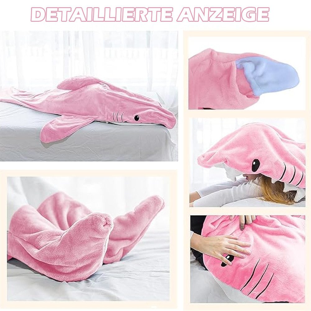 Wohndecke Hai Decke Mit Ärmeln, Superweichem Flanell Decken Hoodie Hai Overall, TUWENA, Deckenkapuzenpullover, Schlafsack Tragbare Decke für Erwachsene Kinder
