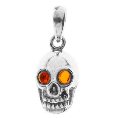 OSTSEE-SCHMUCK Kettenanhänger - Totenkopf - Silber 925/000 - Bernstein (1-tlg)