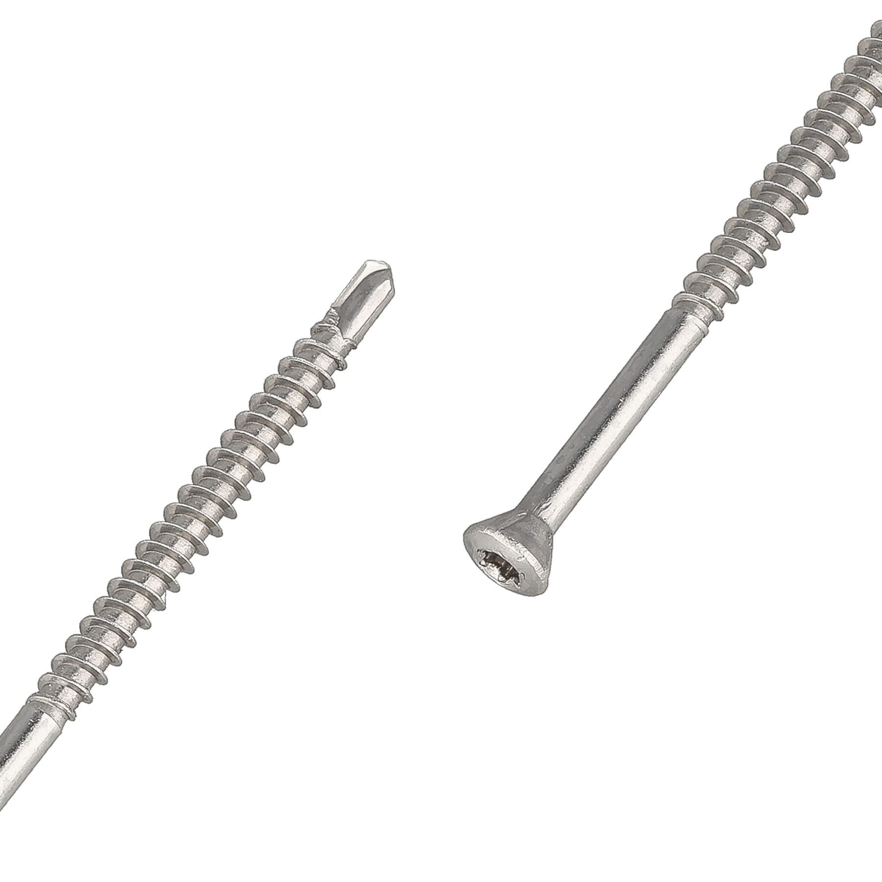 SCREWREBEL Terrassenschraube Dielenschrauben mit Innensechsrund Edelstahl A2 – TX10 – Teilgewinde, Bohrspitze – 60° Zierkopf – 200 Stück