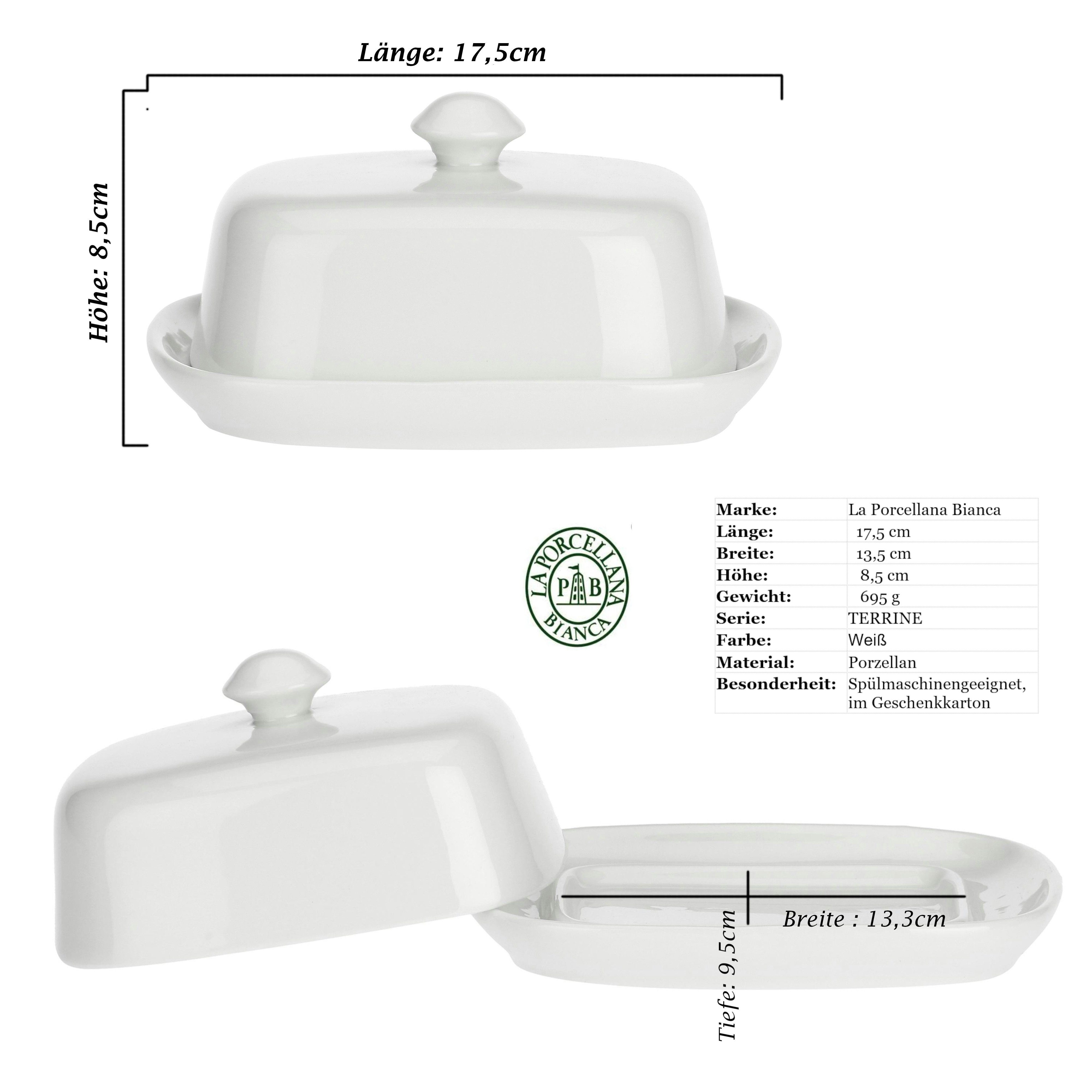 Porzellan für Porcellana Porzellan, Box (2-tlg), mit in Butterschale Butter(250g) La Deckel Butterdose 17x13x8cm, Bianca - Geschenk