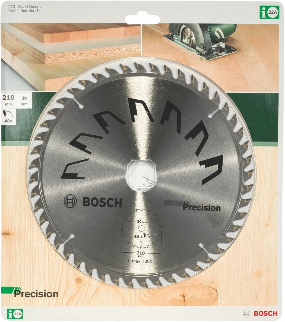 BOSCH Handkehrmaschine BOSCH HM Kreissägeblatt 210 mm x 30 mm x 48 Zähne  für AEG Makita Metab