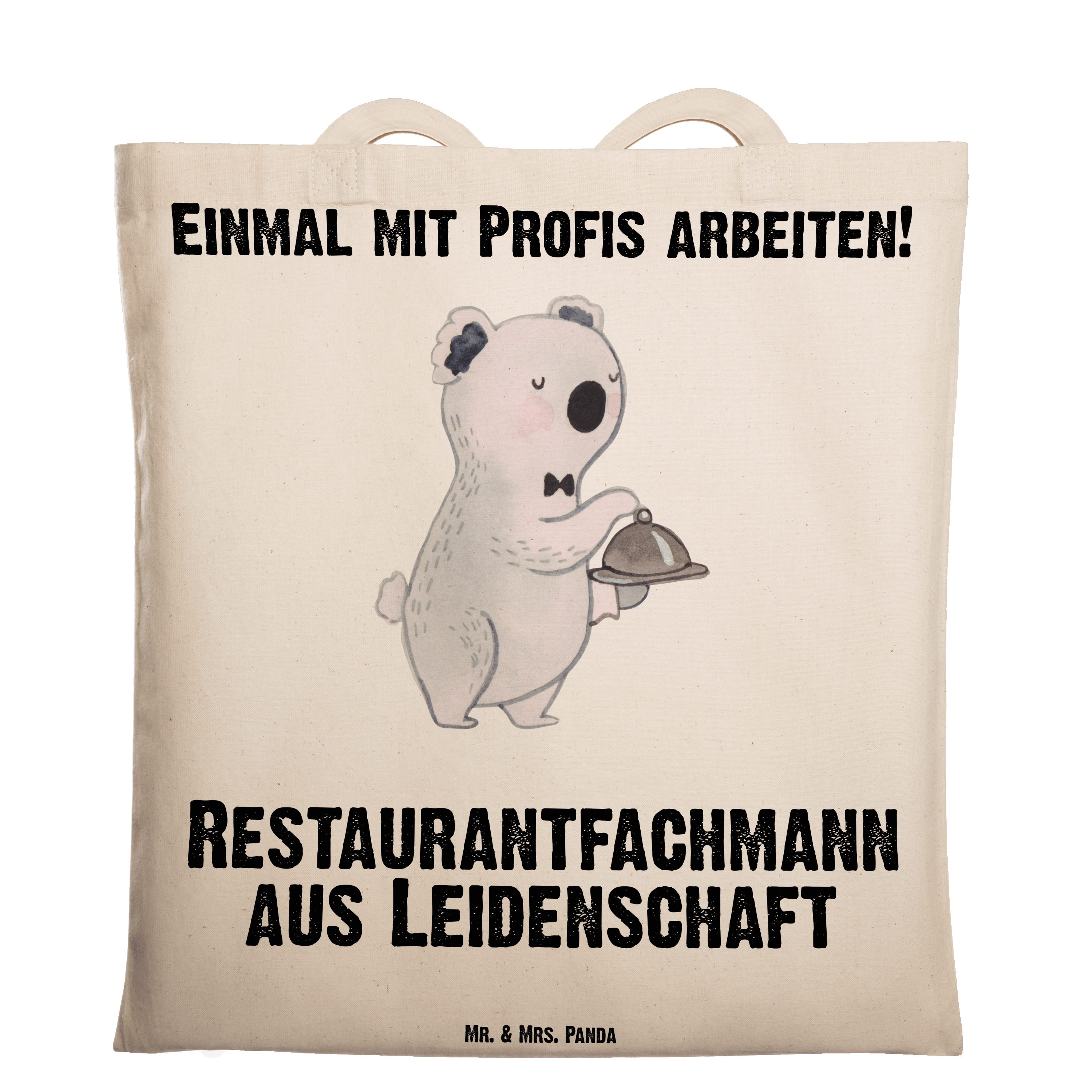 Mr. & Mrs. Panda Tragetasche Restaurantfachmann aus Leidenschaft - Transparent - Geschenk, Ausbild (1-tlg)