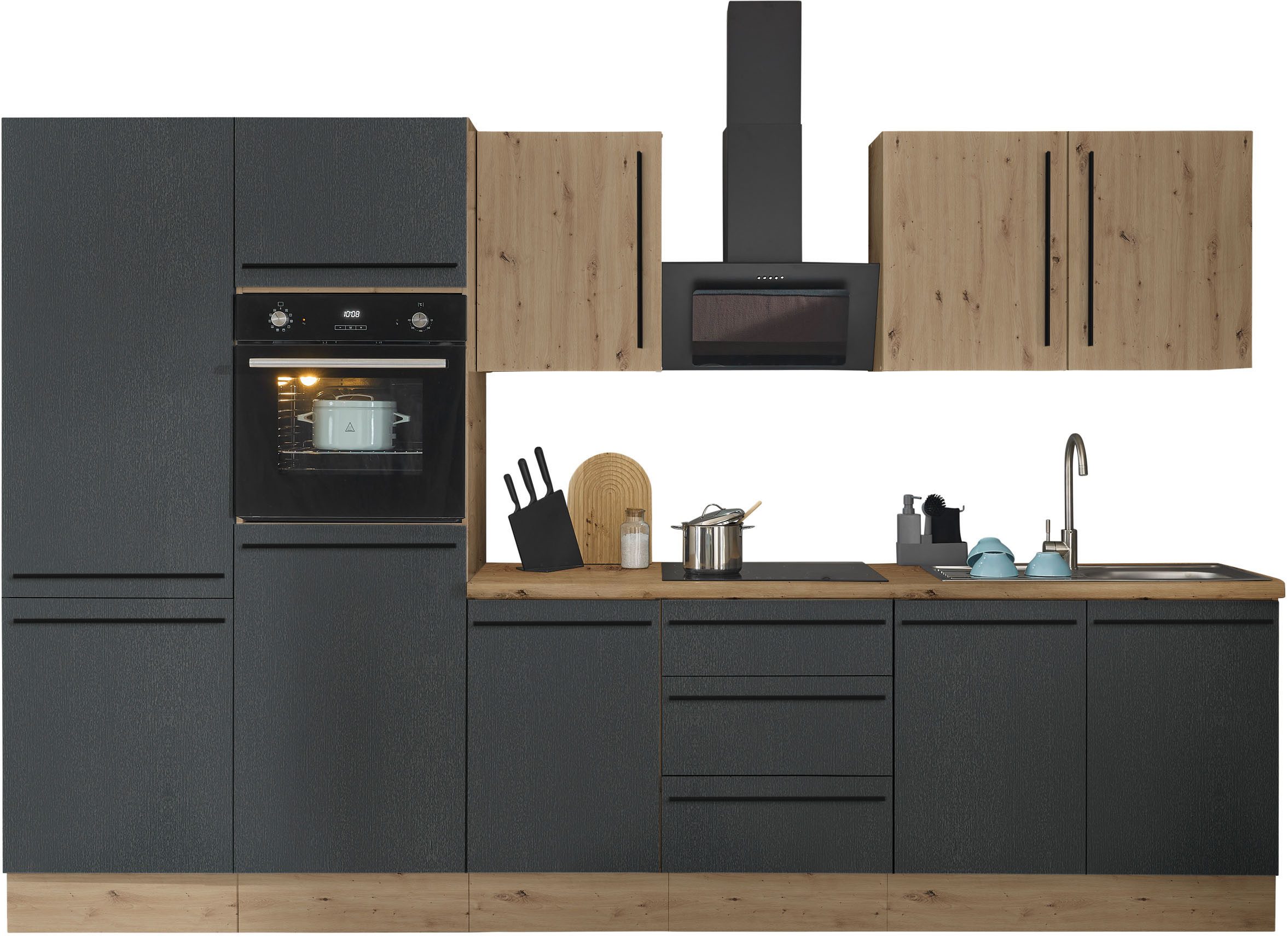 KOCHSTATION Küchenzeile Florida, Breite 330 cm, wahlweise mit E-Geräten,Softclose für Türen/Schubkästen