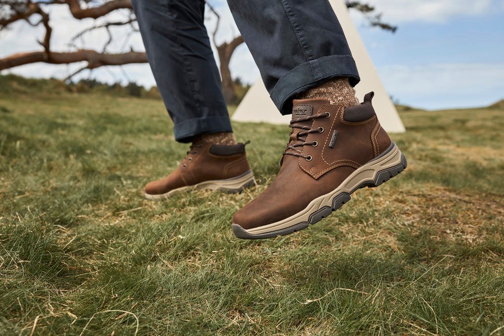 Rieker Schnürboots Stiefelette, Casual Boots mit Schaftrandpolsterung, TEX-Membran
