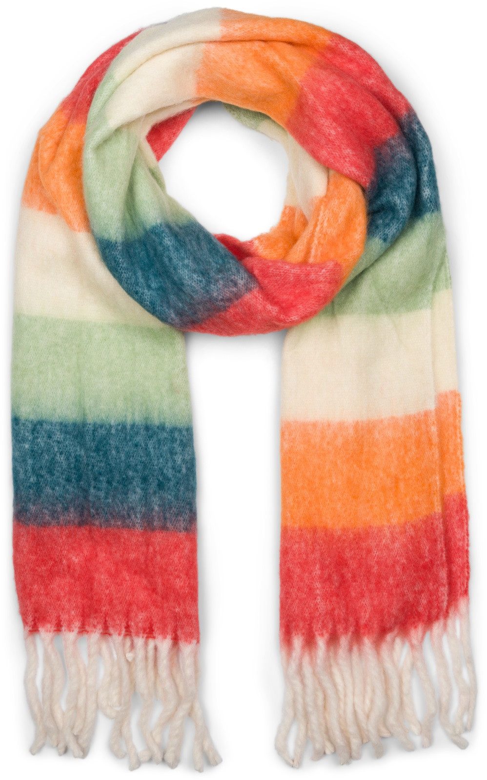 styleBREAKER XXL-Schal Web Strickschal breite Streifen bunt, (1-St)