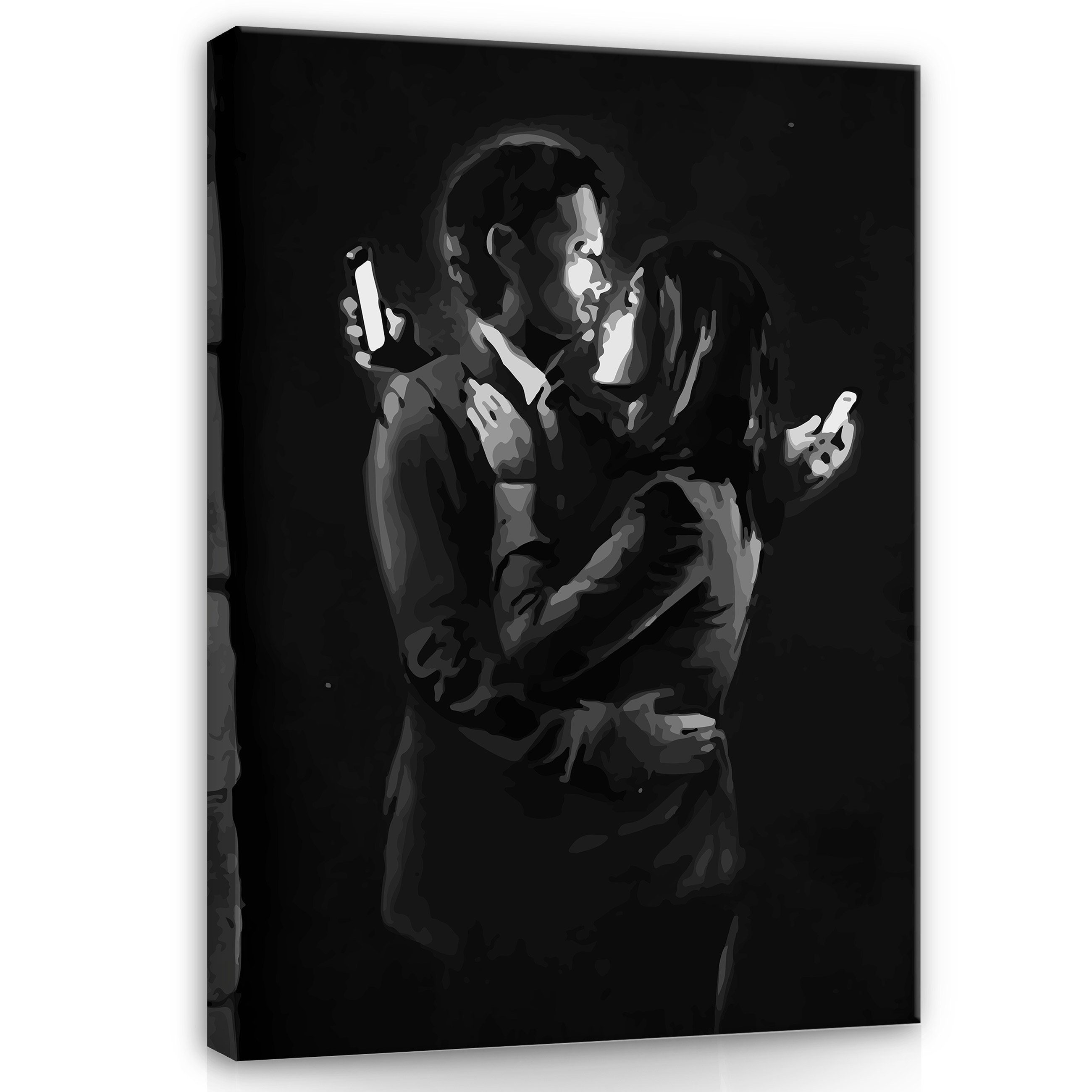 Wallarena Leinwandbild Graffiti BANKSY Streetart Kunst Männer und Frauen Wandbild Groß XXL Wandbilder Leinwandbilder Modern Canvas Kunstdruck Bild Auf Leinwand Bilder für Wohnzimmer Schlafzimmer, (Einteilig), Aufhängefertig