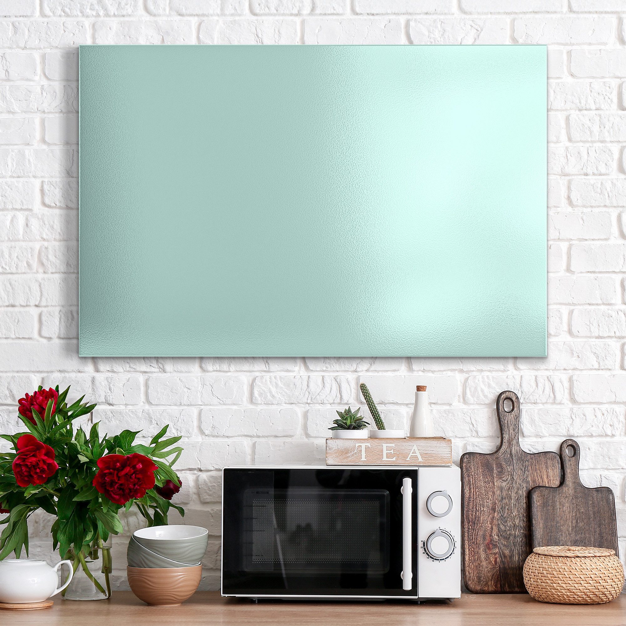 DEQORI Magnettafel 'Pastellfarben - Minze', Metall Whiteboard für alle Magnete, Magnetboard magnetisch