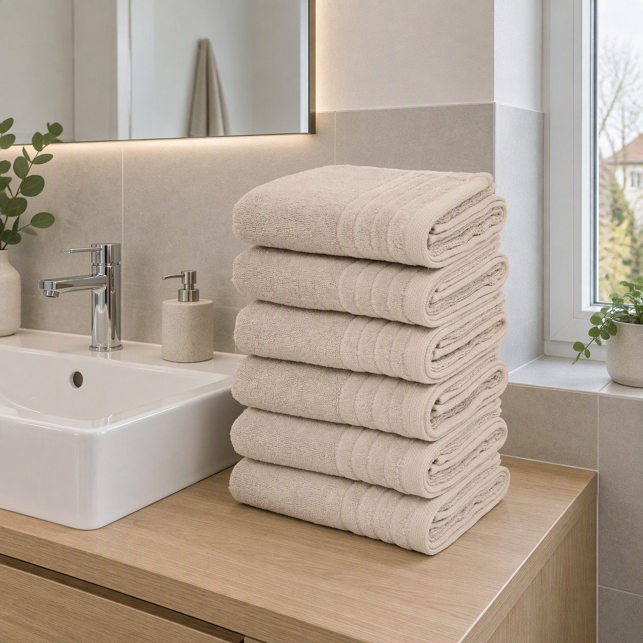 OTTO home Handtücher Sanremo Premium, Premium Handtücher, 600 gr/m², 50x100cm, Frottier (Set, 6-St), mit Bordüre, flauschig und weich, 5 Jahre Garantie – Bild 2 von 5