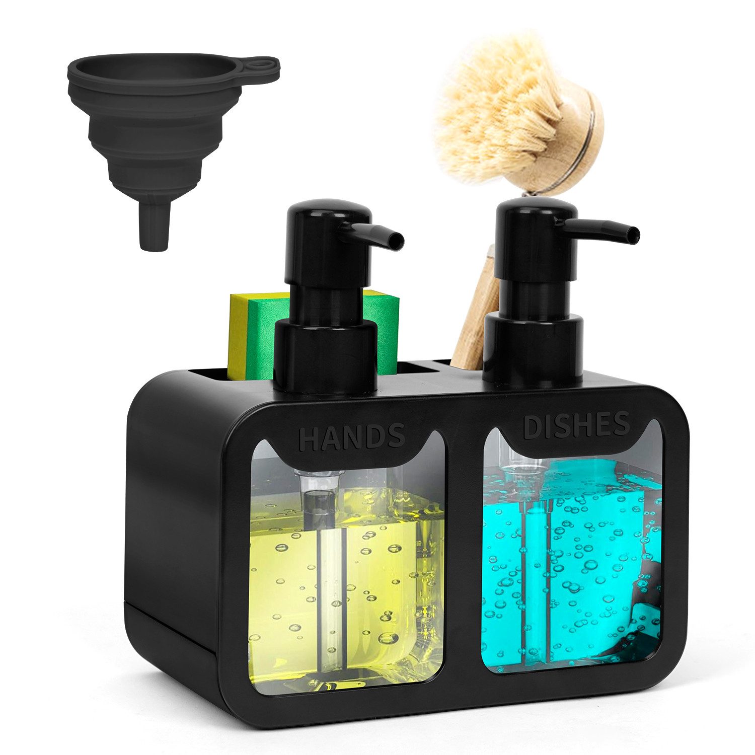 OSTWOLKE Seifenspender Spülmittelspender Spülbecken Organizer mit Bürstenha günstig online kaufen