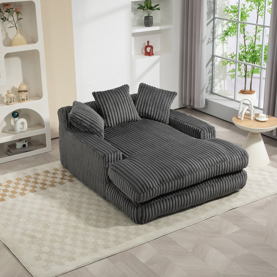 i@home Sitzsack Modernes Cord‑Schlafsofa, Wolke Couch mit 3 weichen Kissen ( Set, 1 St., Sitzsack), bequemes Einzelsitz‑Bodensofa, Boden Schlafcouch,gunkelgrau, KEINE MONTAGE & PFLEGELEICHT