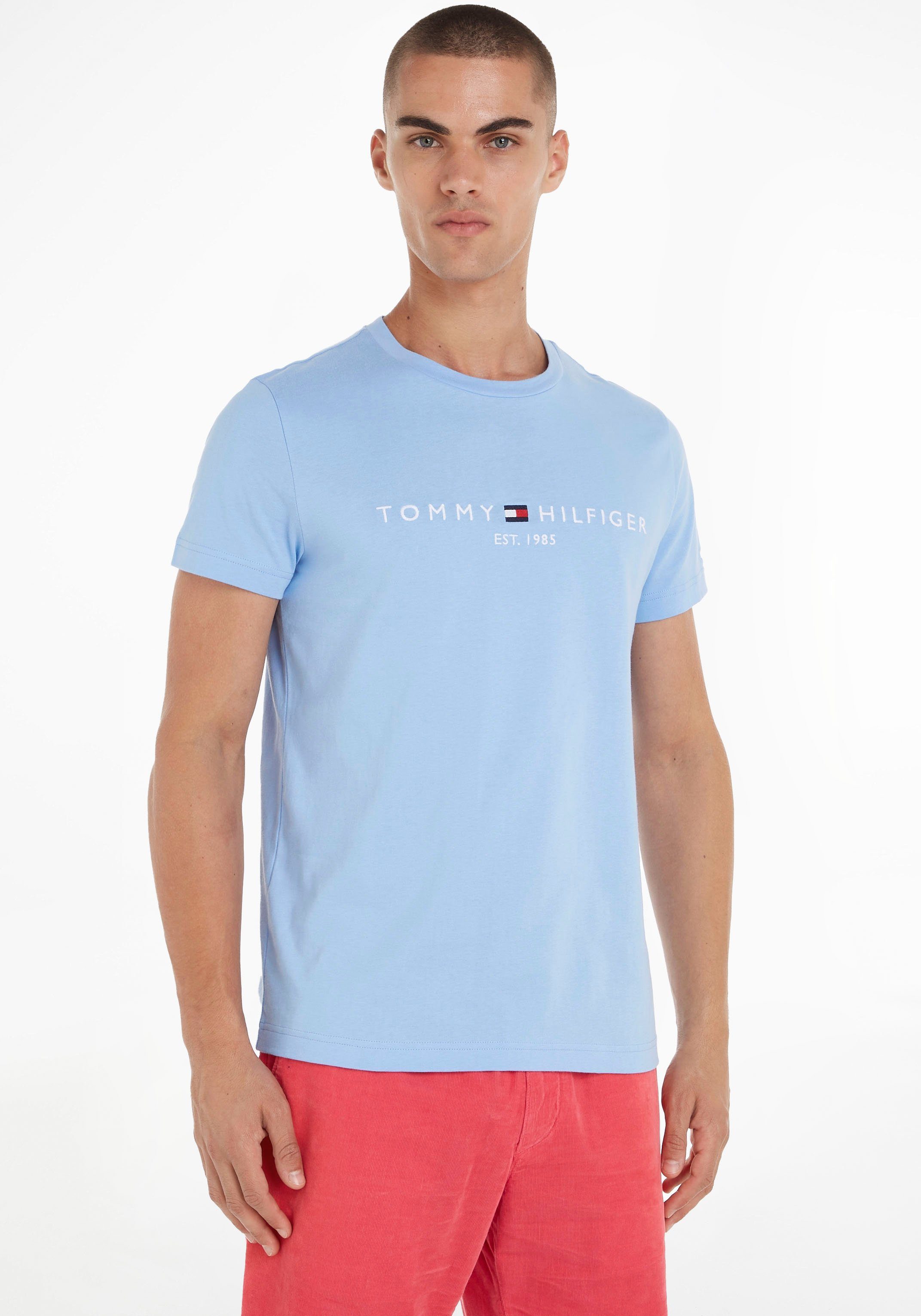 Tommy Hilfiger T-Shirt TOMMY LOGO TEE aus reiner, nachhaltiger Baumwolle Vessel Blue