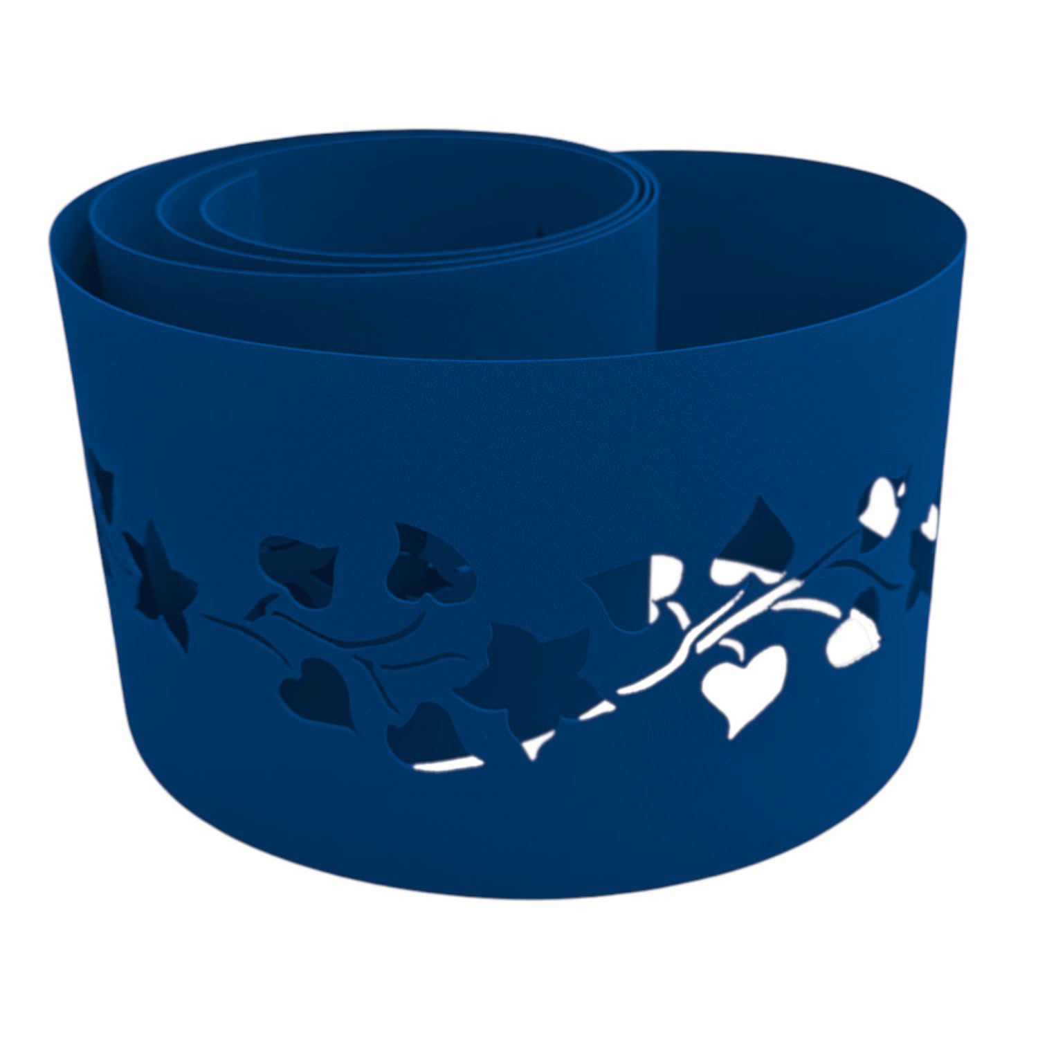 zaunzu Sichtschutzstreifen PREMIUM Dekor Floral #2 Sichtschutz Enzianblau 2,55m, (1x Einzelstreifen, Lasermuster für Deinen Doppelstabmattenzaun Laserstreifen), 5 Jahre garantierte Farbechtheit, UV-beständig