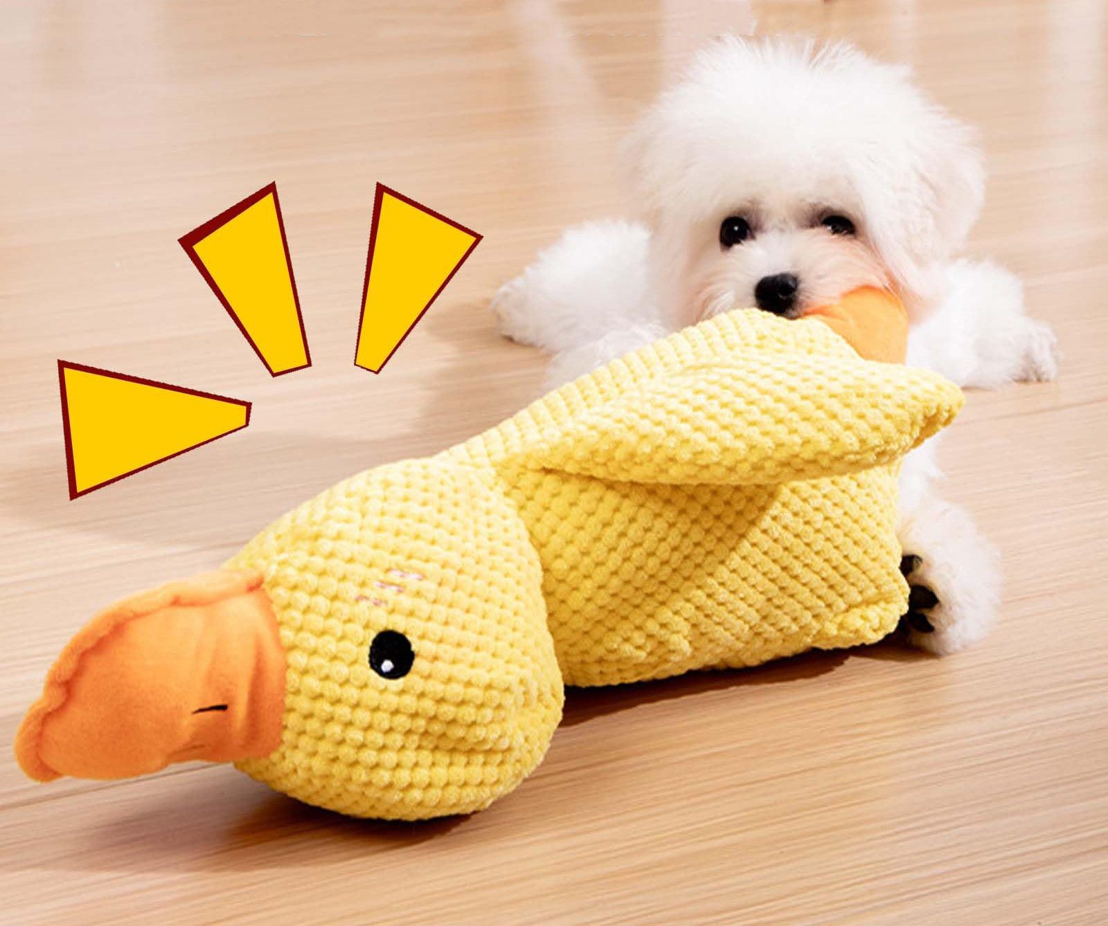 Sorvyzxn Tierkuscheltier Antistress Hundespielzeug Ente, Gelbe Plüschente für Hunde, (1-tlg) Beruhigendes Quietschspielzeug für kleine Hunde
