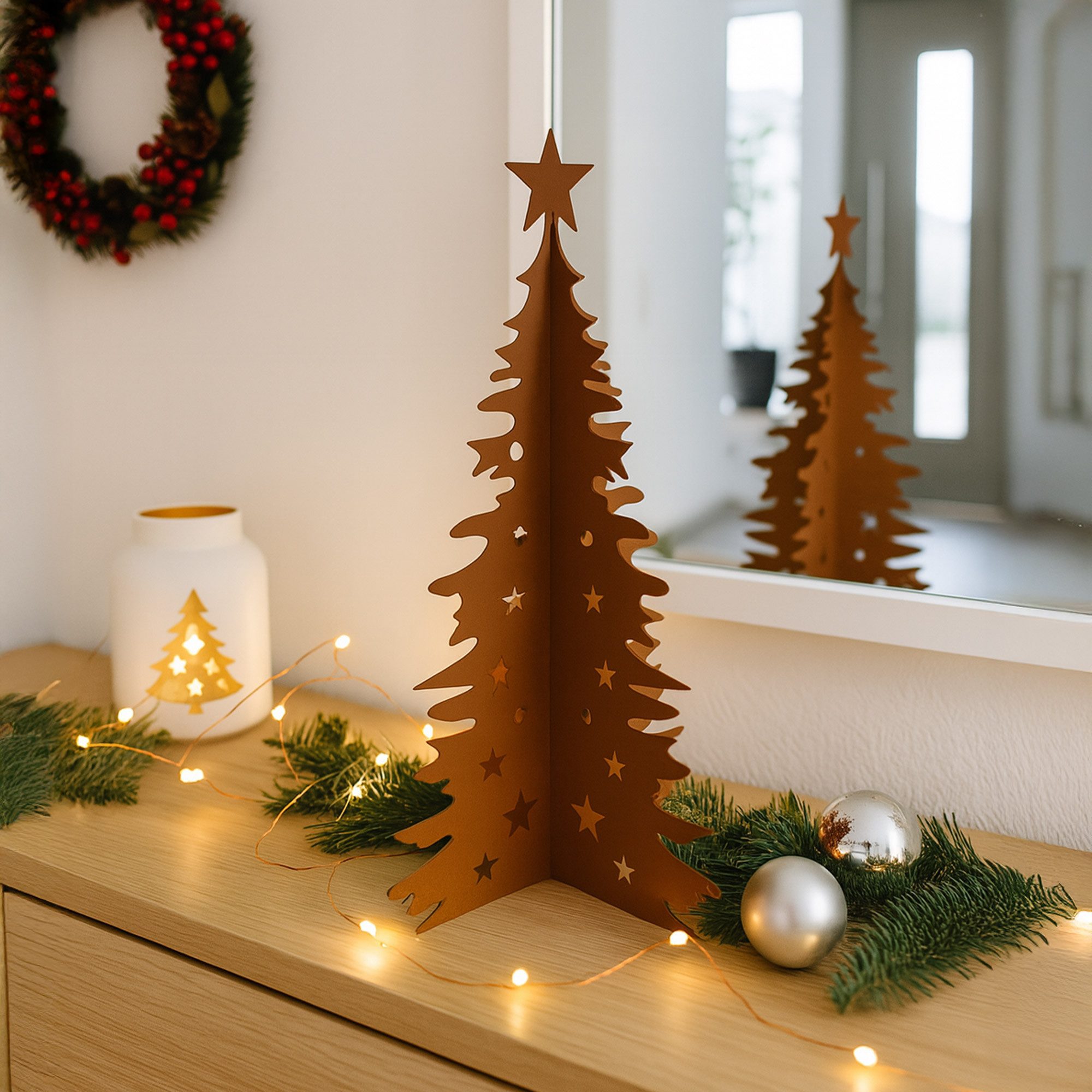 UNUS HOME Dekofigur Auftsteller Weihnachtsbaum in rost (UNUS Weihnachtsbaum günstig online kaufen