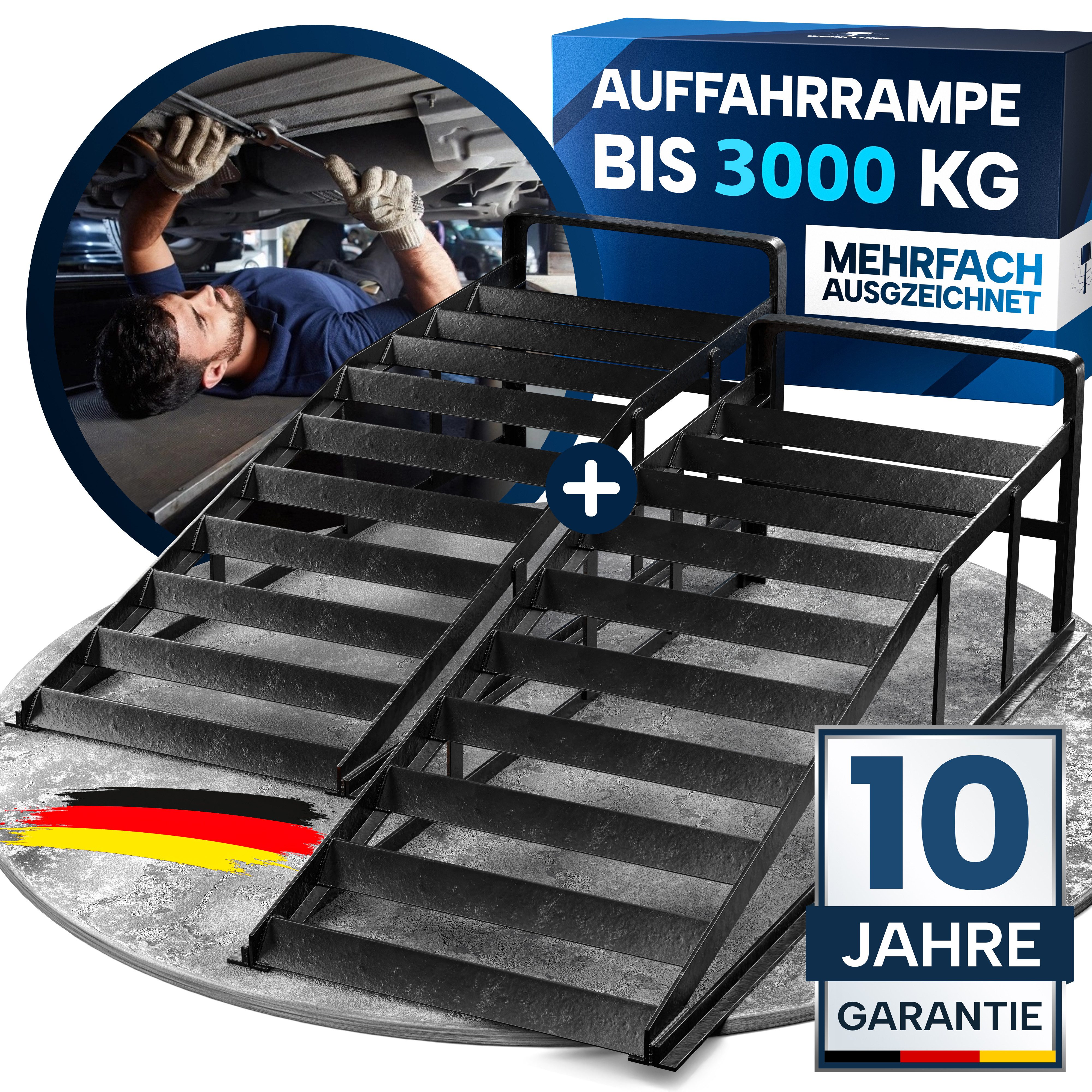 Werkthor Auffahrrampe Auffahrrampe PKW Metall - 2er Set Auffahrrampen für maximalen Halt <3t