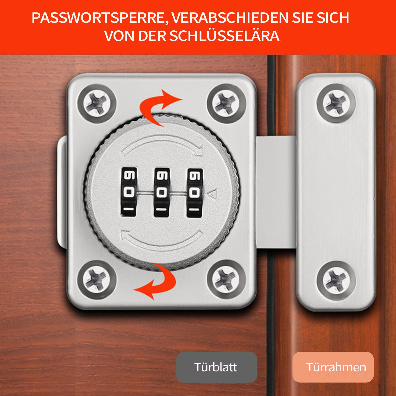 Refttenw Möbelschloss Zahlenschloss 3 Stellig Schrankschloss Kindersicherung, für Kleine Türen Schränke Scheunentür Schublade