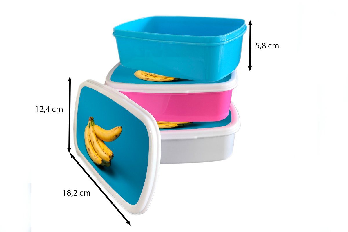 (2-tlg), Banane Brotbox Obst Blau, Snackbox, Lunchbox - Kunststoff MuchoWow Kunststoff, für rosa Mädchen, - Erwachsene, Brotdose Kinder,
