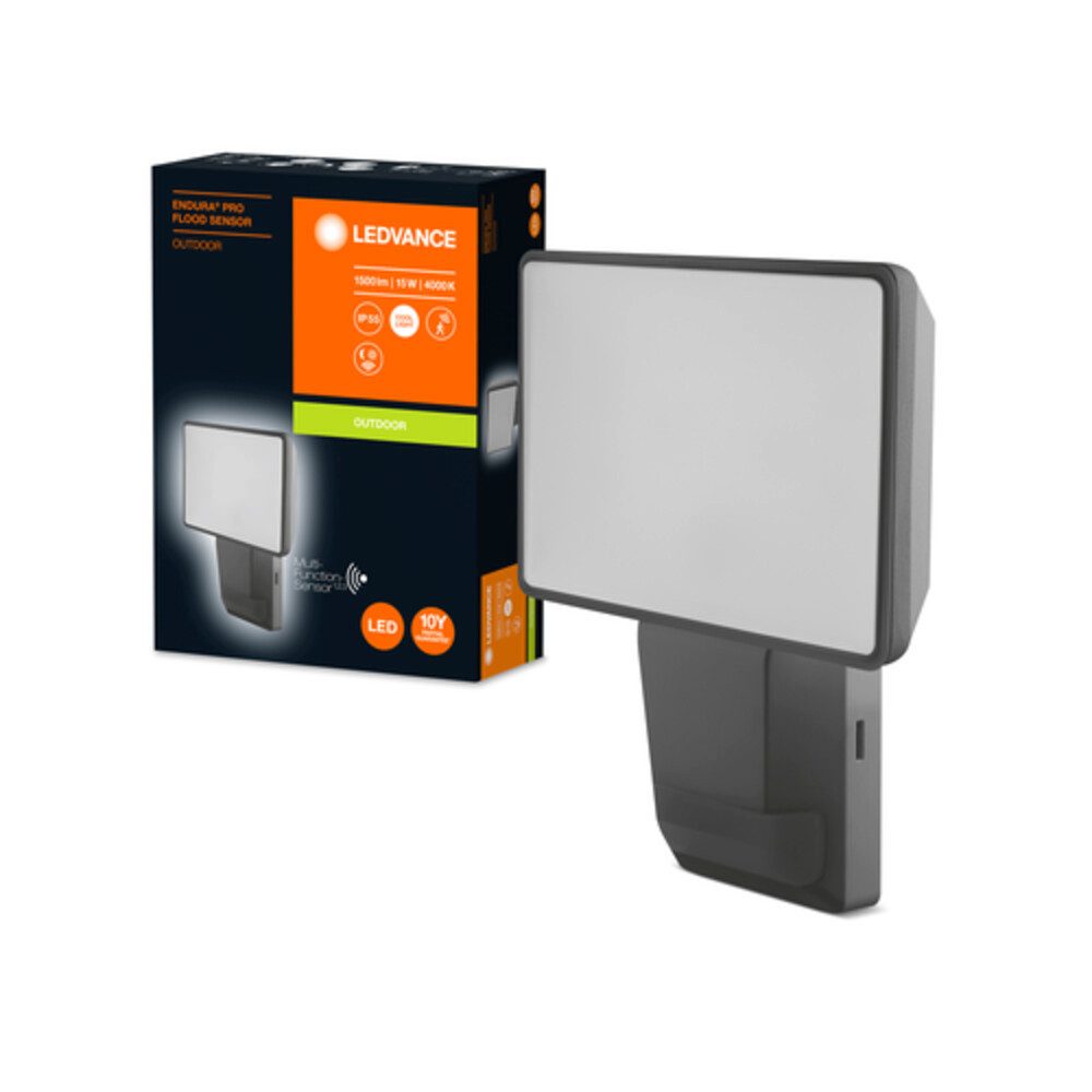 Ledvance Gartenstrahler Polycarbonate (PC), 15W, kaltweiß, 1500lm, IP55, wassergeschützt, G, wassergeschützt, kaltweiß