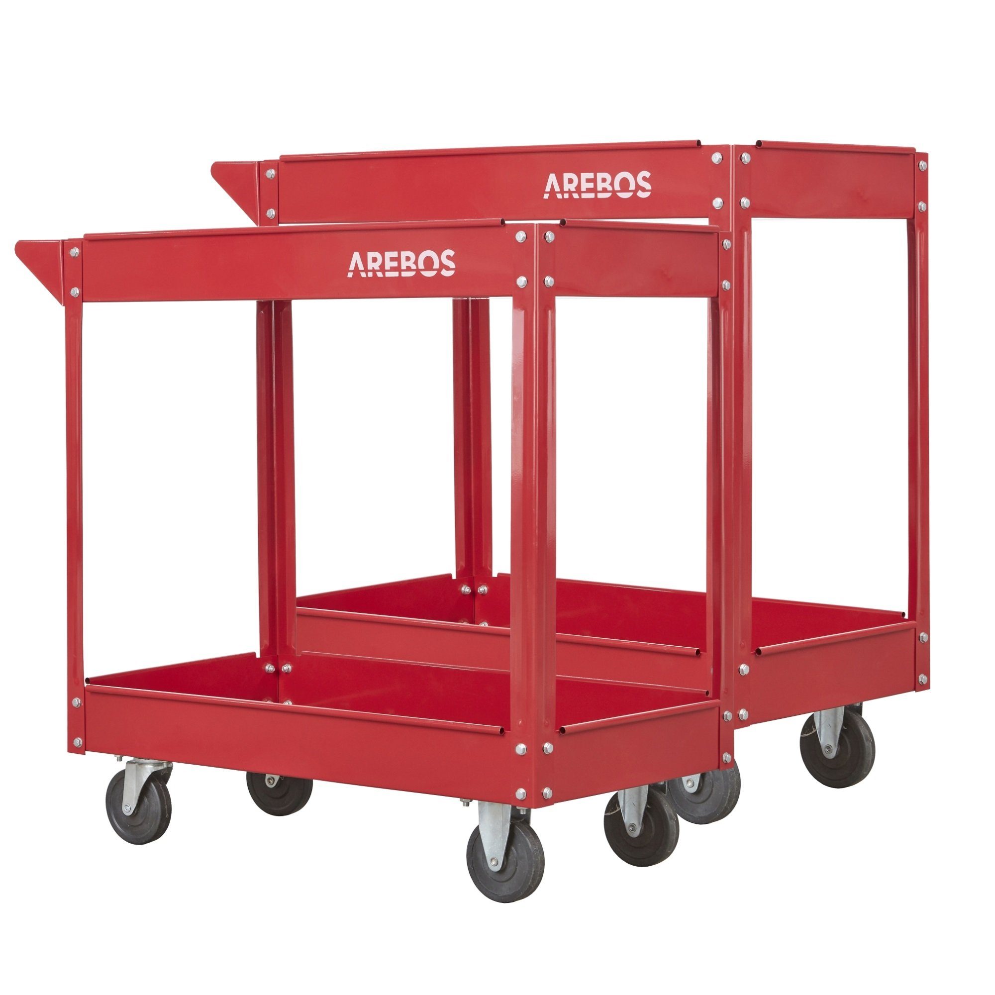 Arebos Werkstattwagen Rollwagen 2 er Set, 2 Fächer 2er Set, max. Traglast:100,00 kg