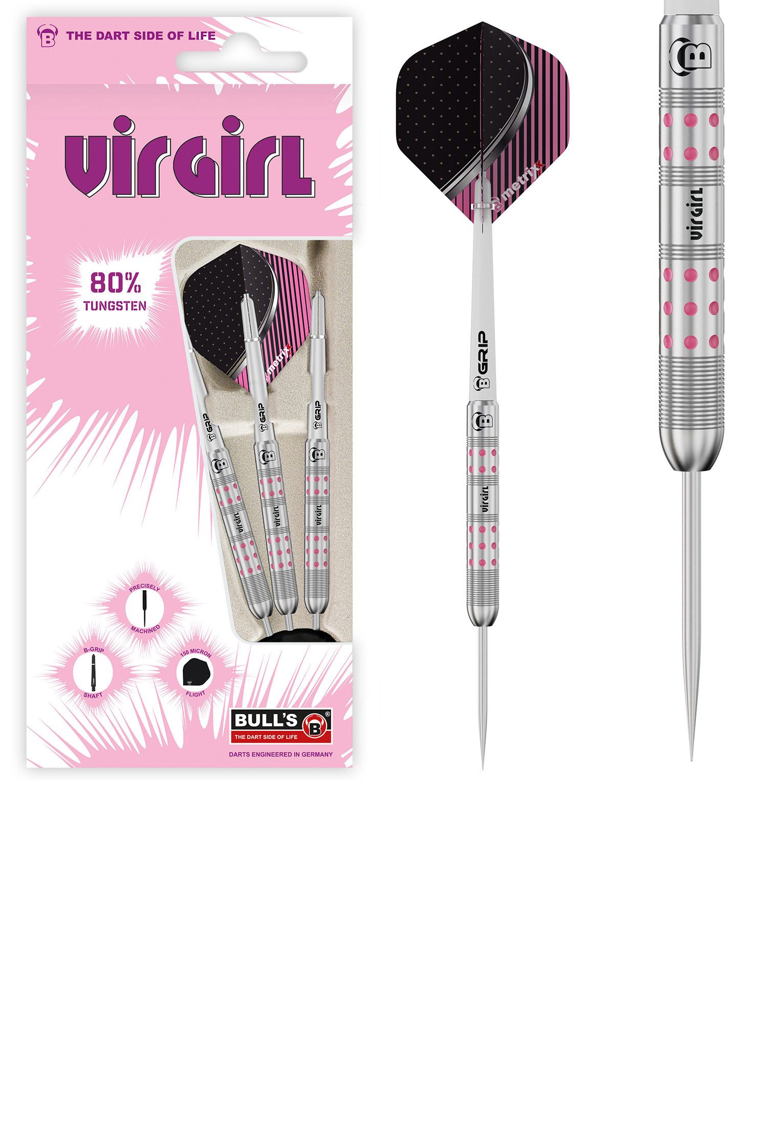 BULL'S Dartpfeil Virgirl VR1 Dartpfeile 80% Tungsten Darts-Set Anfänger, unisex neutral