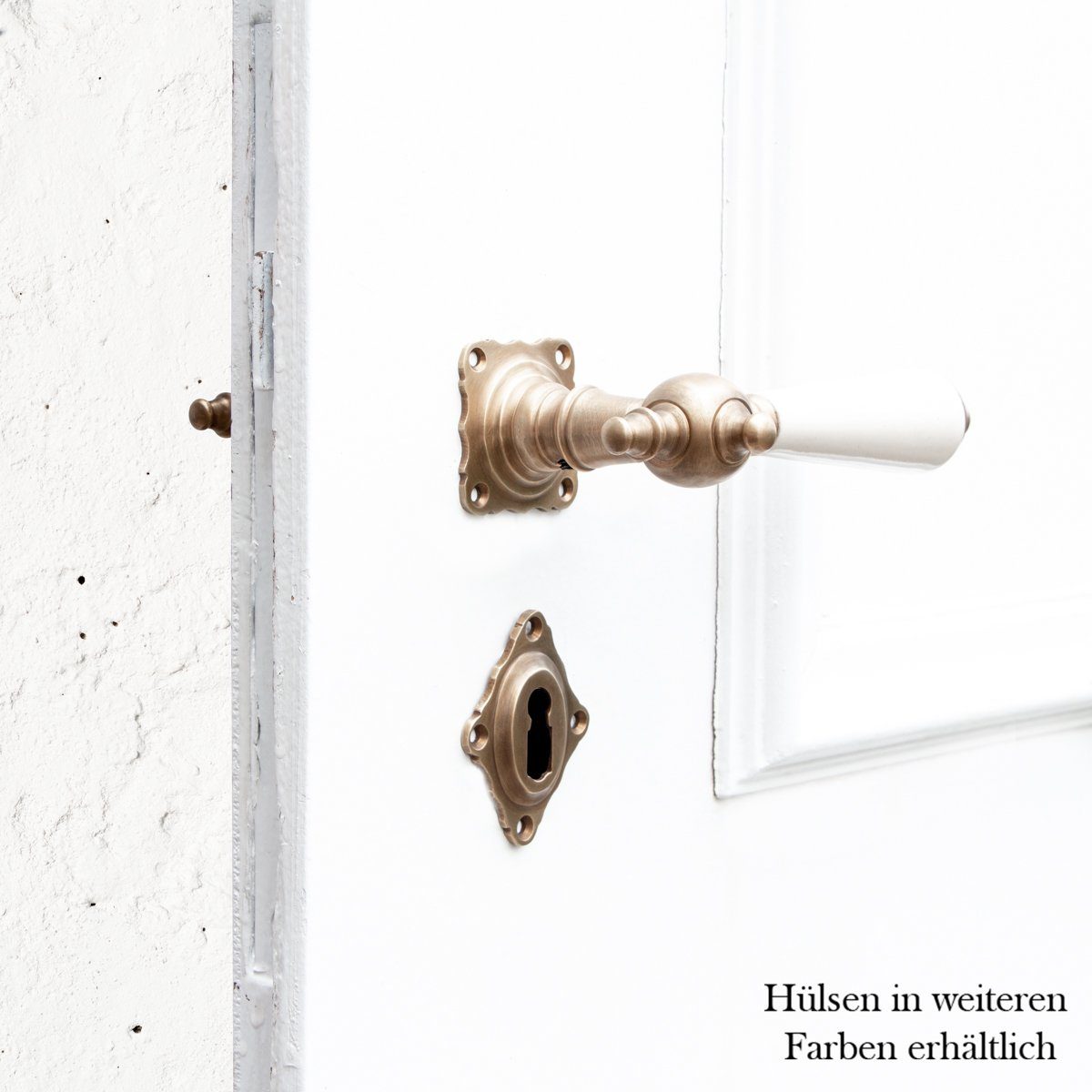 Antikas Türbeschlag Drückergarnitur für Zimmertüren - Porzellangriff, BB72, Messing