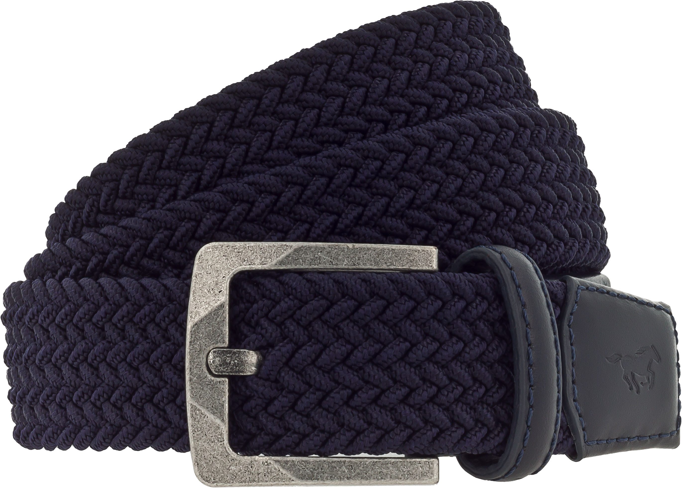 MUSTANG Flechtgürtel Elastisch in Flechtoptik, mit markanten Lederdetails, 3,5 cm