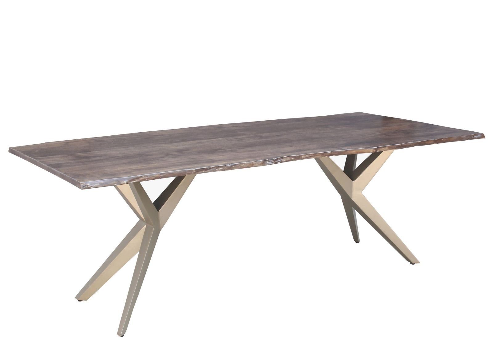 Massivmoebel24 Esstisch FREEFORMAkazieMassivholzgrau (Massivholz zerlegt 61 kg FREEFORM #35), Akazie grau lackiert