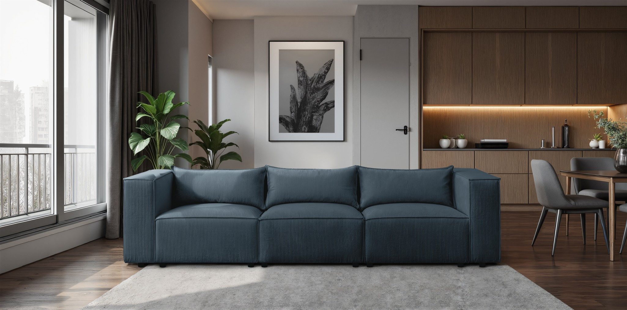 Fun Möbel 3-Sitzer Designersofa FUN MIKEL in Stoff Lincoln, Rundumbezug