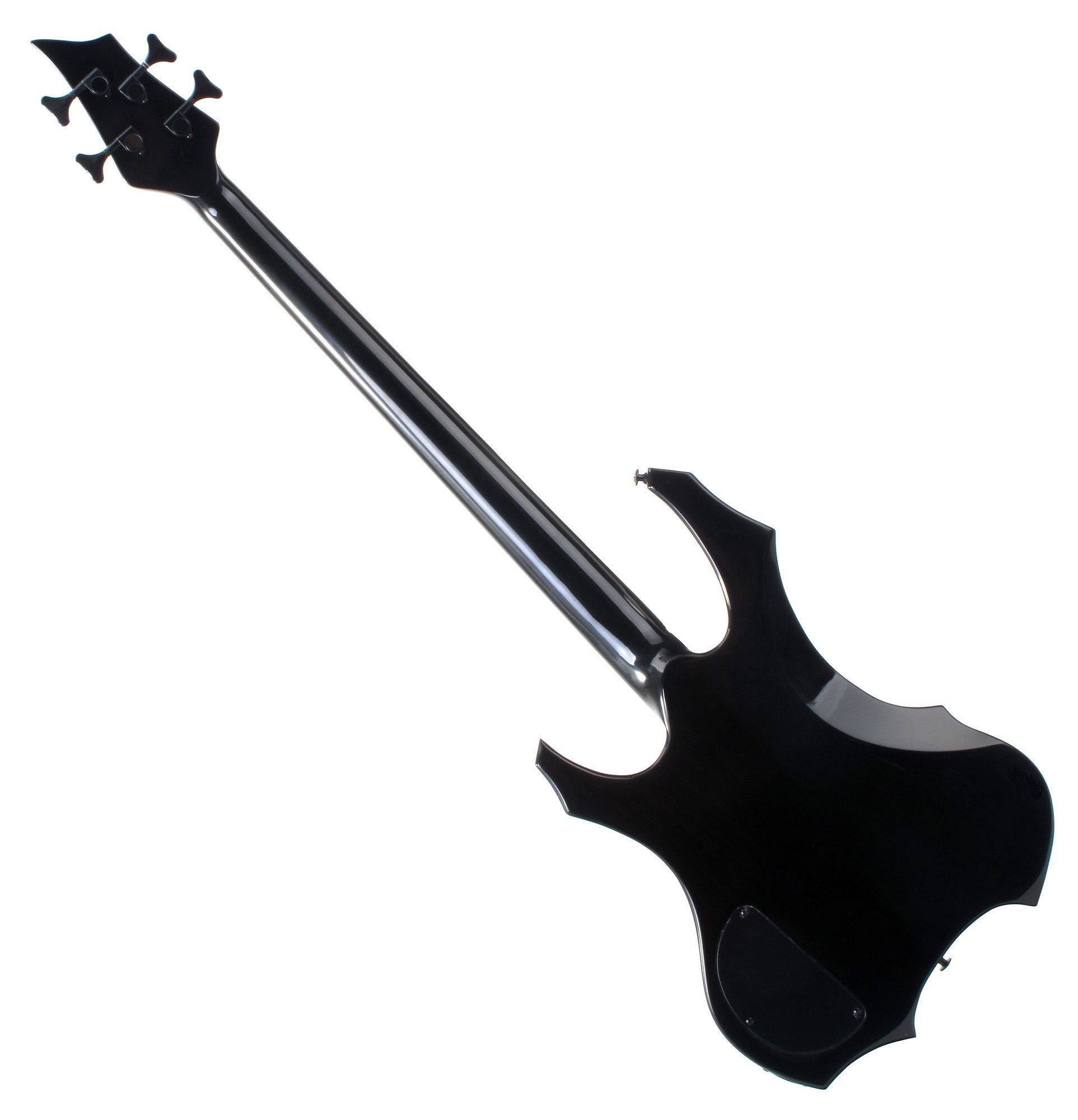 Rocktile E-Bass Pro BB104-B BattleBone E-Bass Black, Heavy-Design, Skull Dots Inlays - 2 Humbucker Tonabnehmer