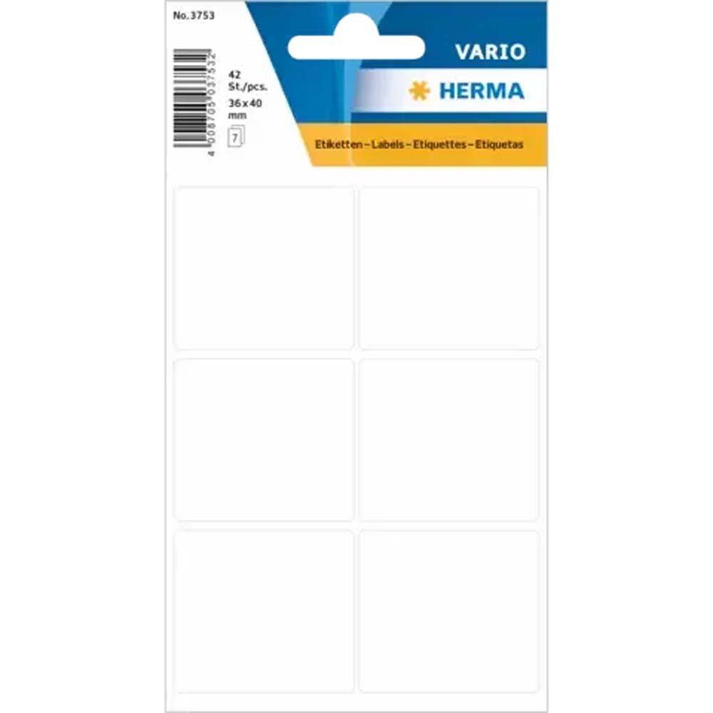 HERMA Etiketten Vielzwecketiketten 36 x 40 mm selbstklebend permanent 42 Stk, Abgerundete Ecken