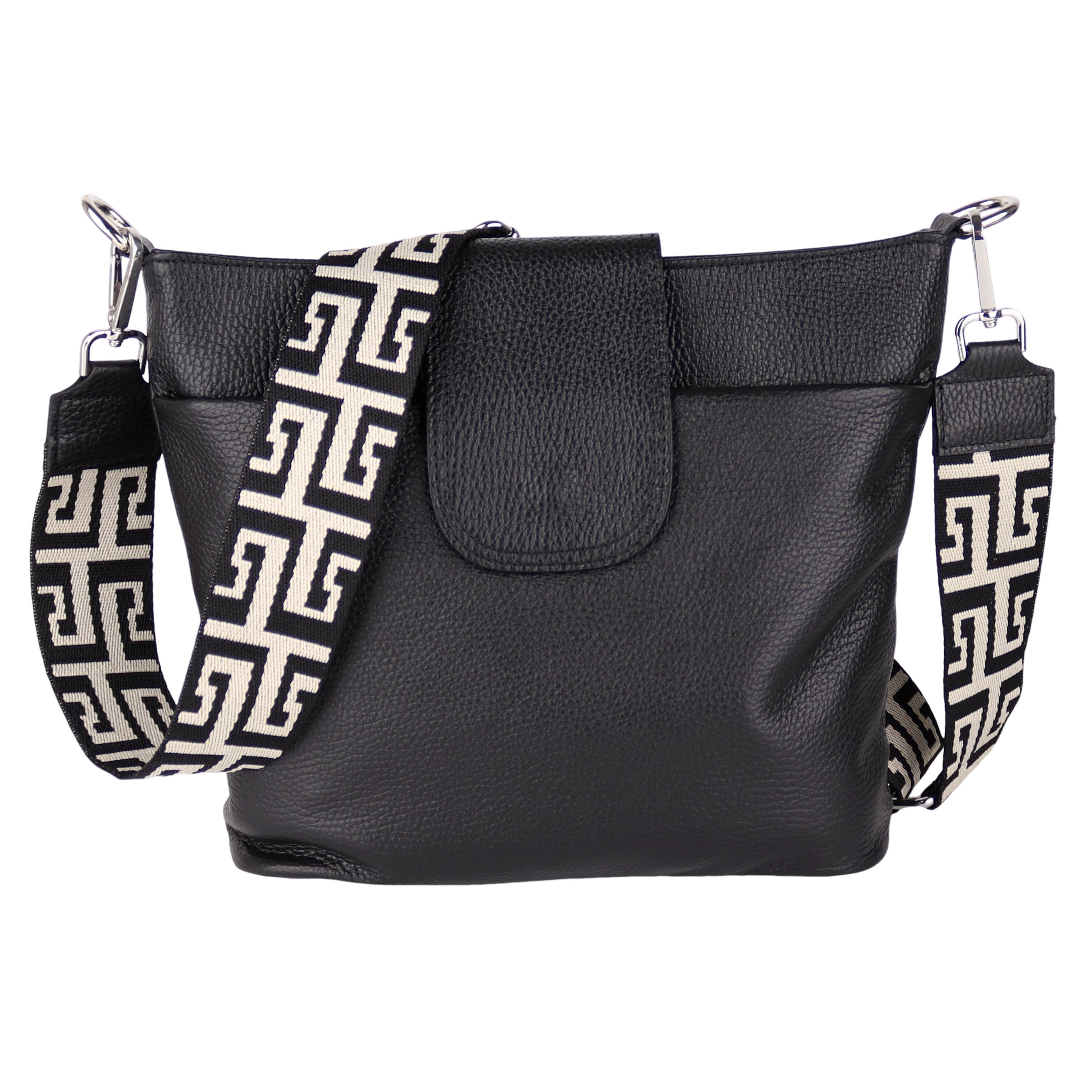 MIRROSI Umhängetasche Damen, Crossbody Bag, Echtleder Made in Italy (1 Tasche 2 Gurte), verstellbaren Schulterriemen), 30x24,50x9cm (BXHXT) viel Stauraum